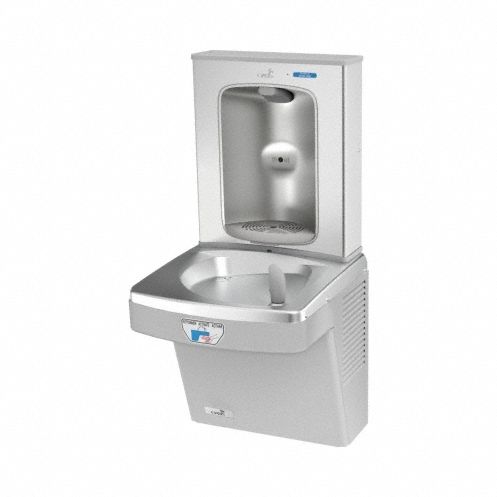 Drinking Fountain with Bottle Filler: On-Wall, 8 gph @ 50°F, Touchless Sensor, Stainless Steel
