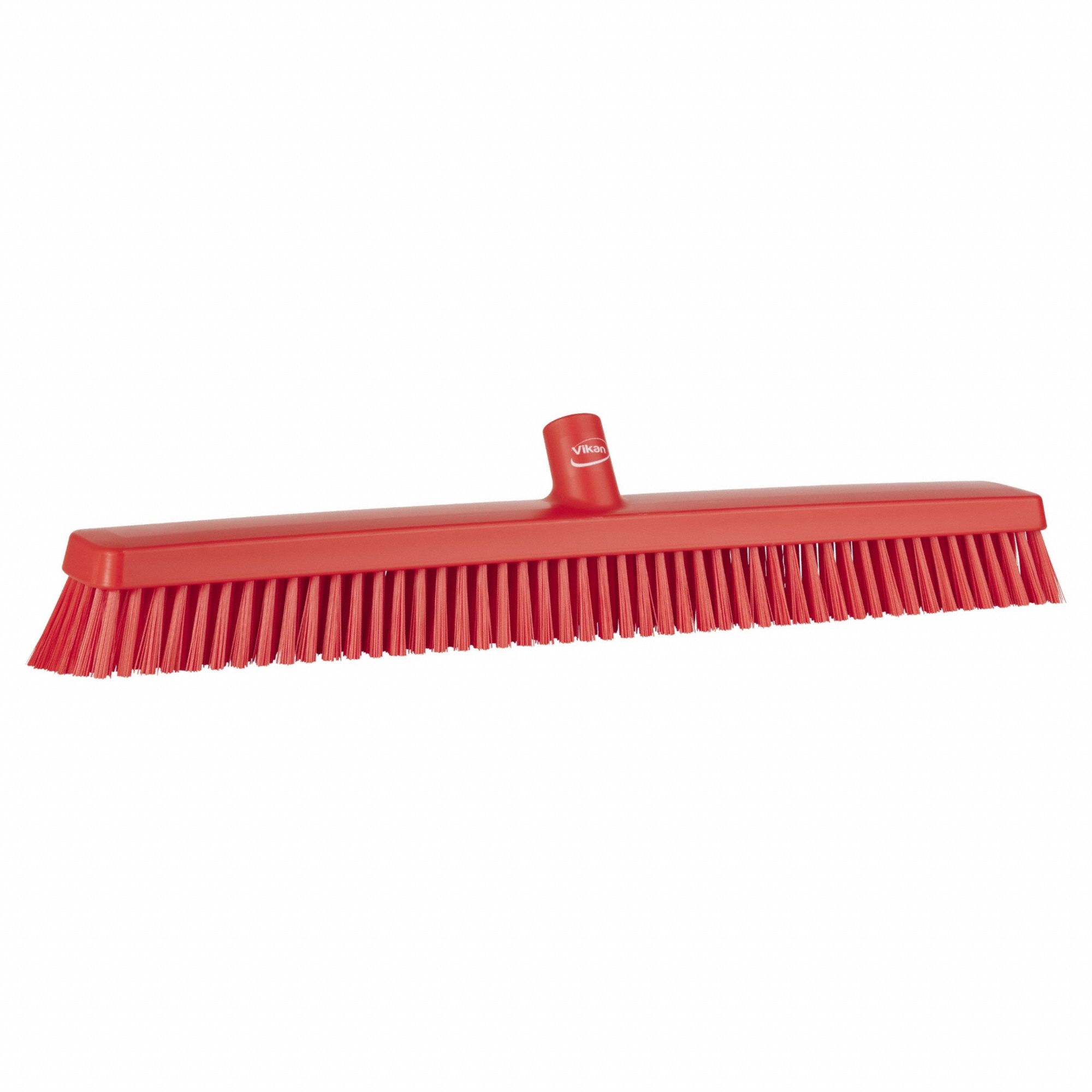 HEAVY-DUTY BROOM HEAD, THREADED, EUROPEAN, 24 IN SWEEP FACE, POLYESTER, RED
