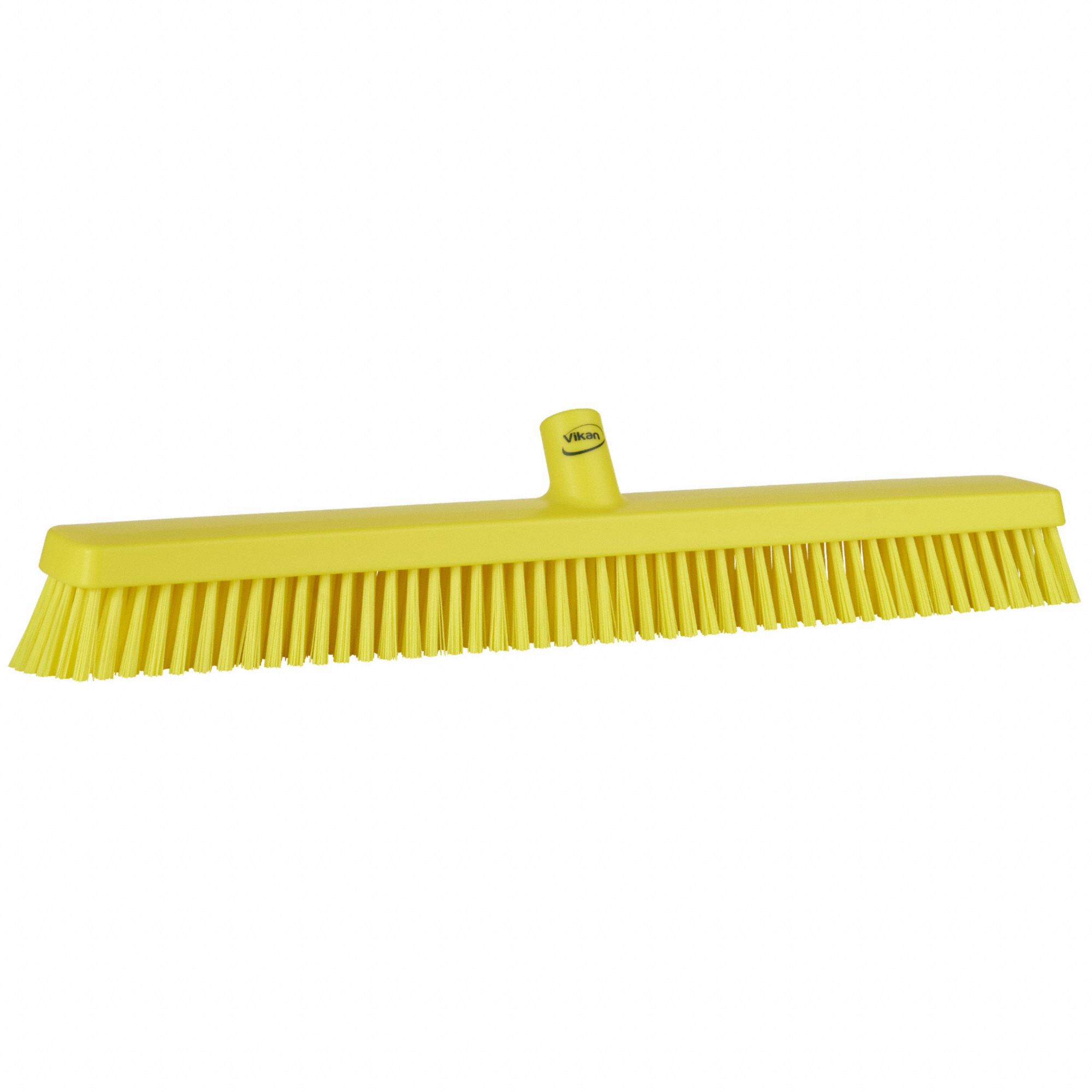 HEAVY-DUTY BROOM HEAD, THREADED, EUROPEAN, 24 IN SWEEP FACE, POLYESTER, YELLOW