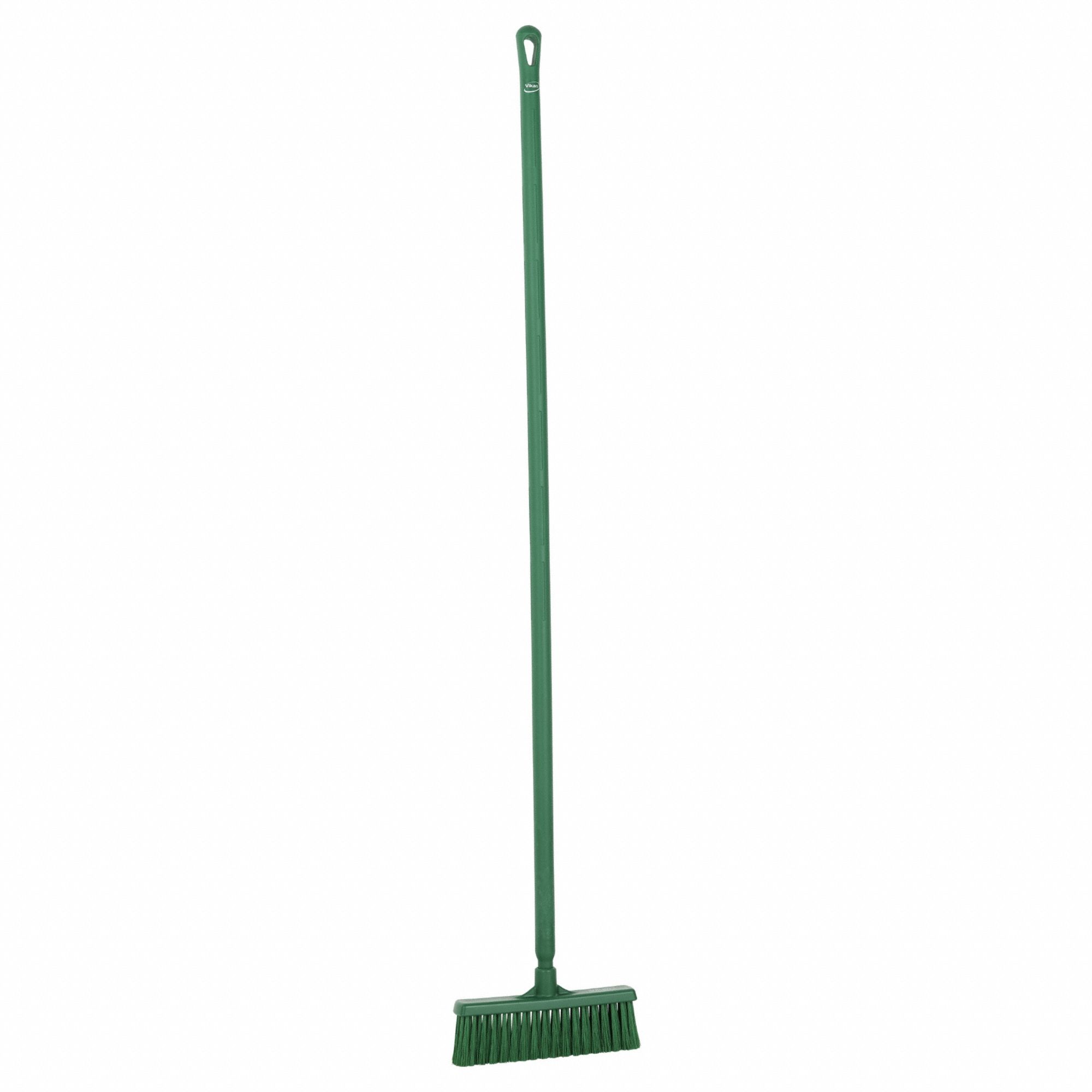 Push Broom: 12 in Sweep Face, Medium, Synthetic, Green Bristle, 3 1/8 in Bristle Lg