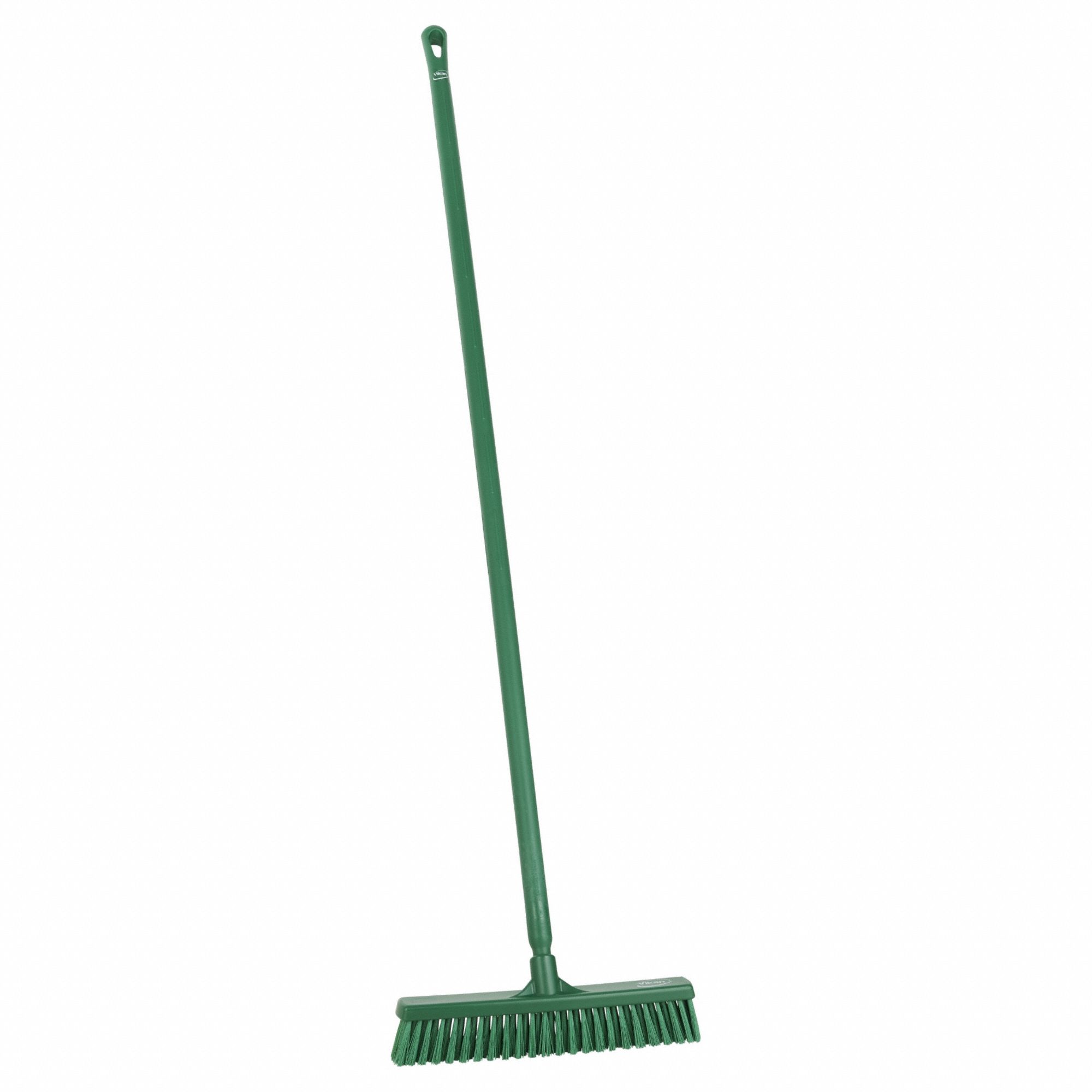Push Broom: 16 in Sweep Face, Soft/Stiff Combo, Synthetic, Green Bristle, 2 in Bristle Lg