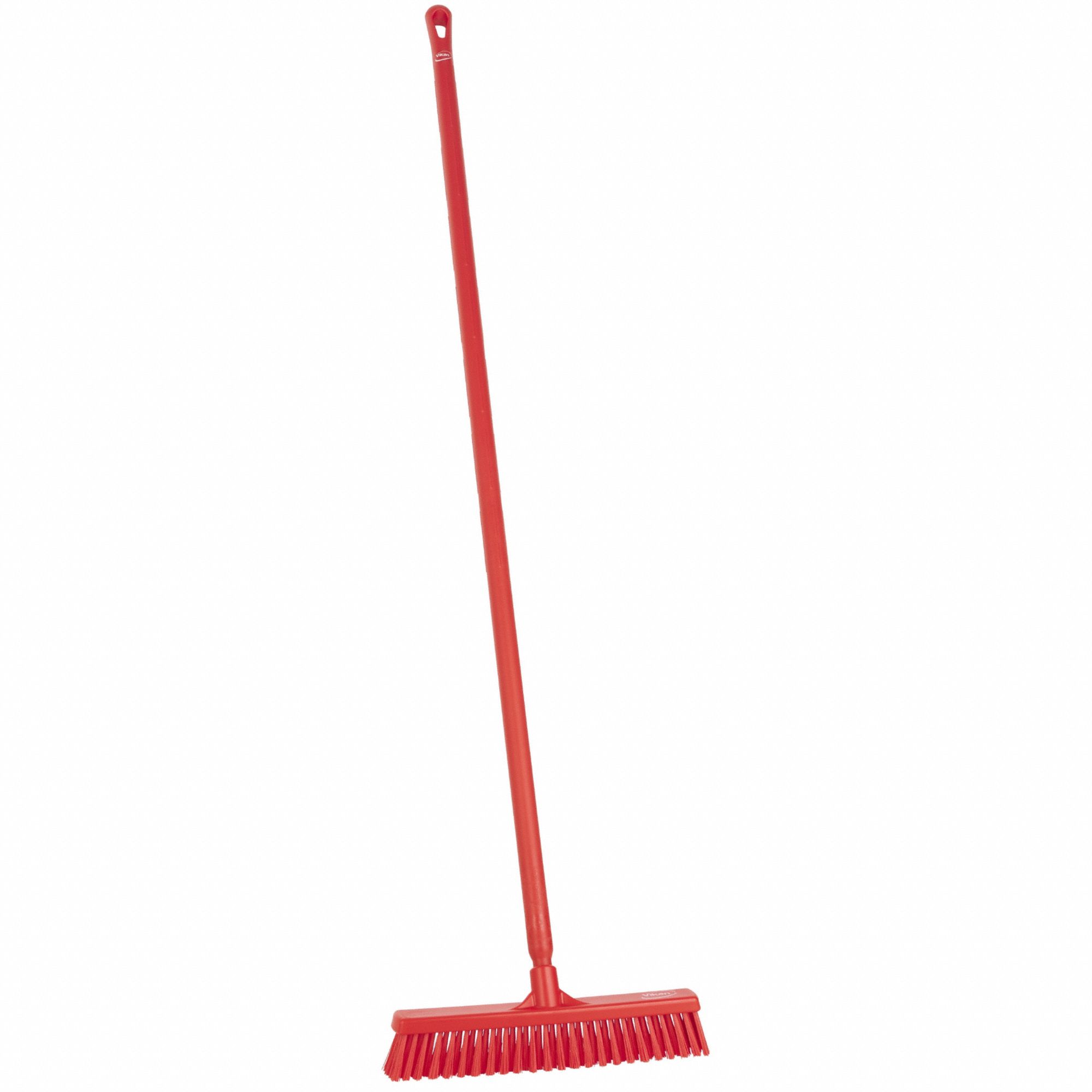 Push Broom: 16 in Sweep Face, Soft/Stiff Combo, Synthetic, Red Bristle, 2 in Bristle Lg