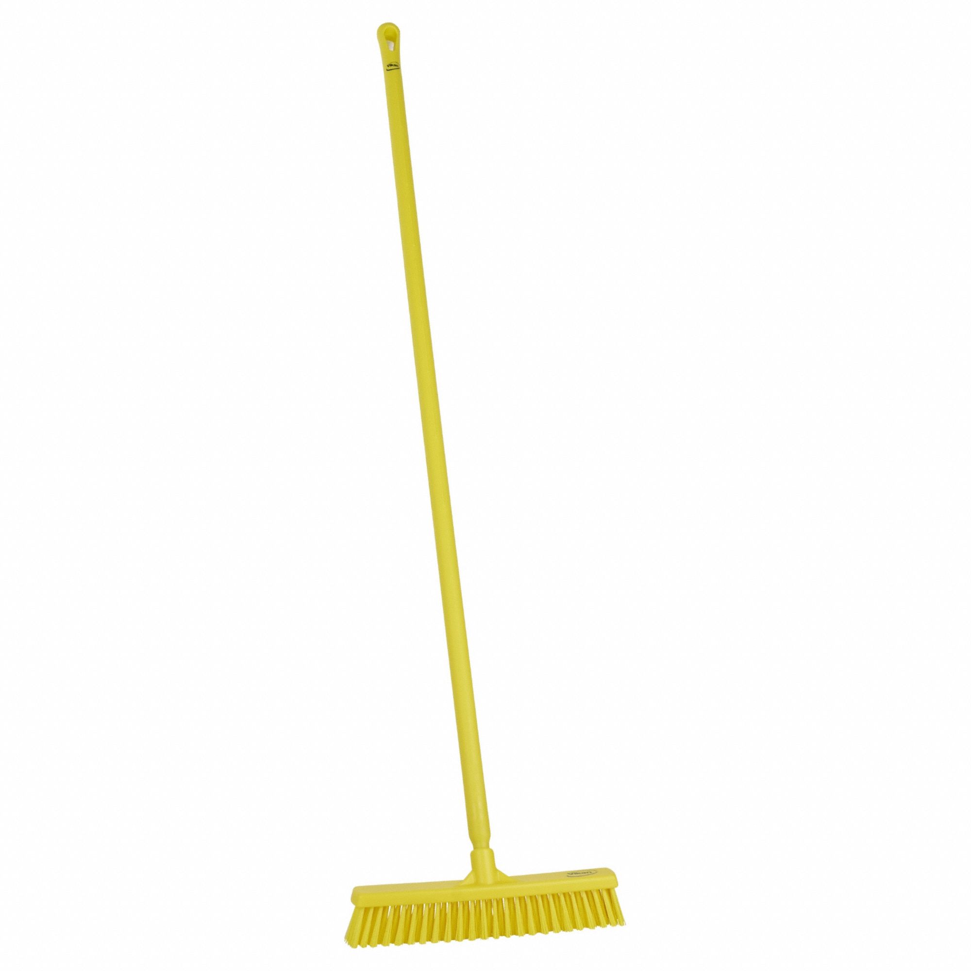 Push Broom: 16 in Sweep Face, Soft/Stiff Combo, Synthetic, Yellow Bristle, 2 in Bristle Lg