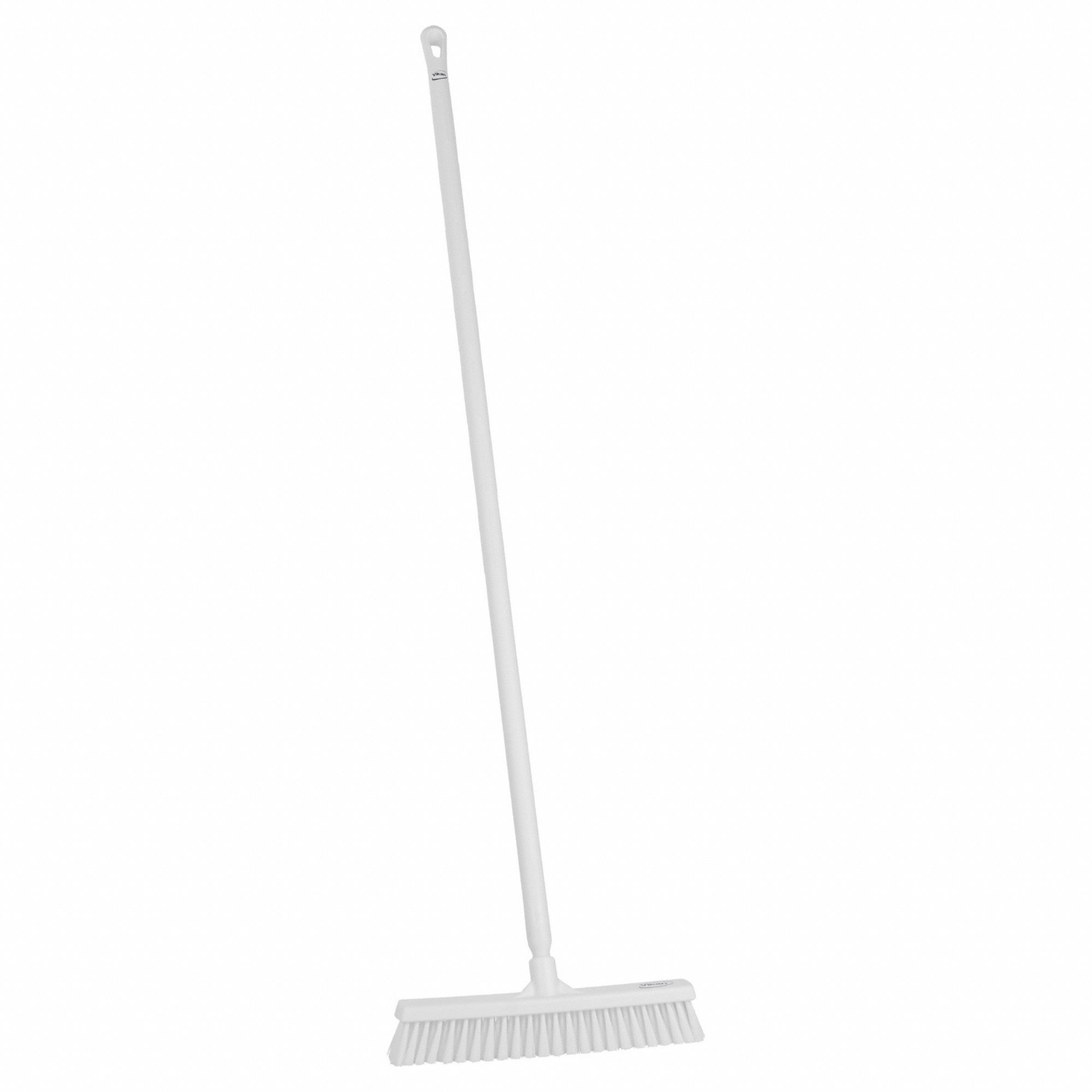 Push Broom: 16 in Sweep Face, Medium, Synthetic, White Bristle, 2 1/4 in Bristle Lg
