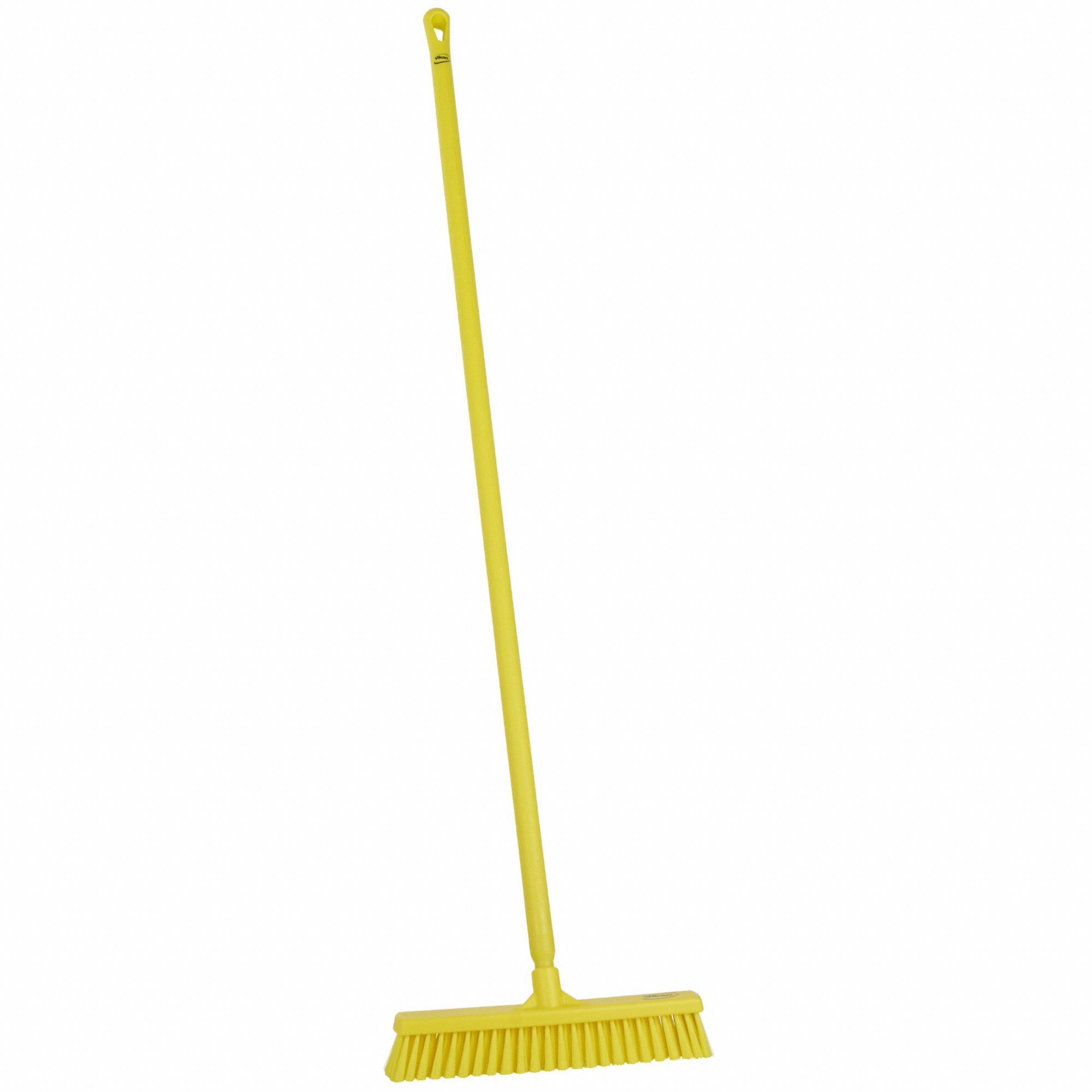 Push Broom: 16 in Sweep Face, Medium, Synthetic, Yellow Bristle, 2 1/4 in Bristle Lg