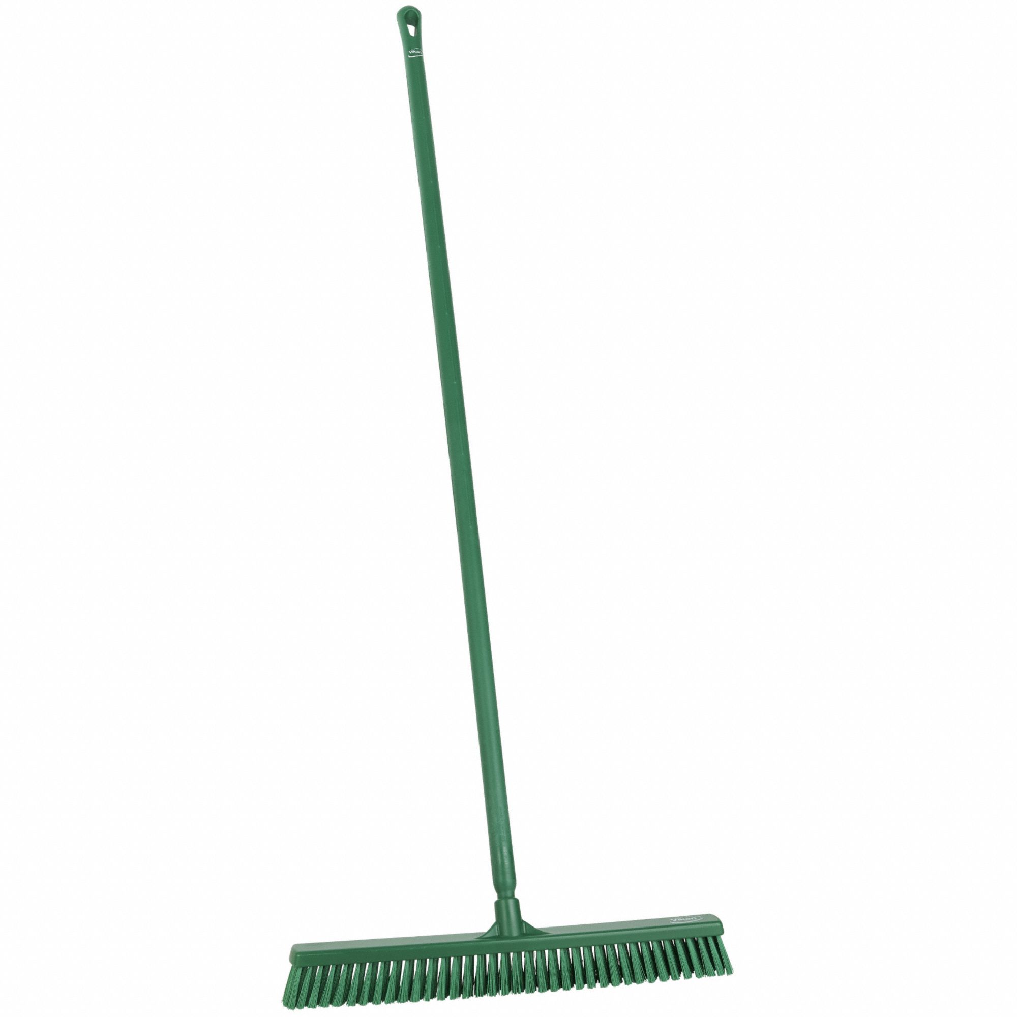 Push Broom: 24 in Sweep Face, Soft/Stiff Combo, Synthetic, Green Bristle, 2 3/8 in Bristle Lg