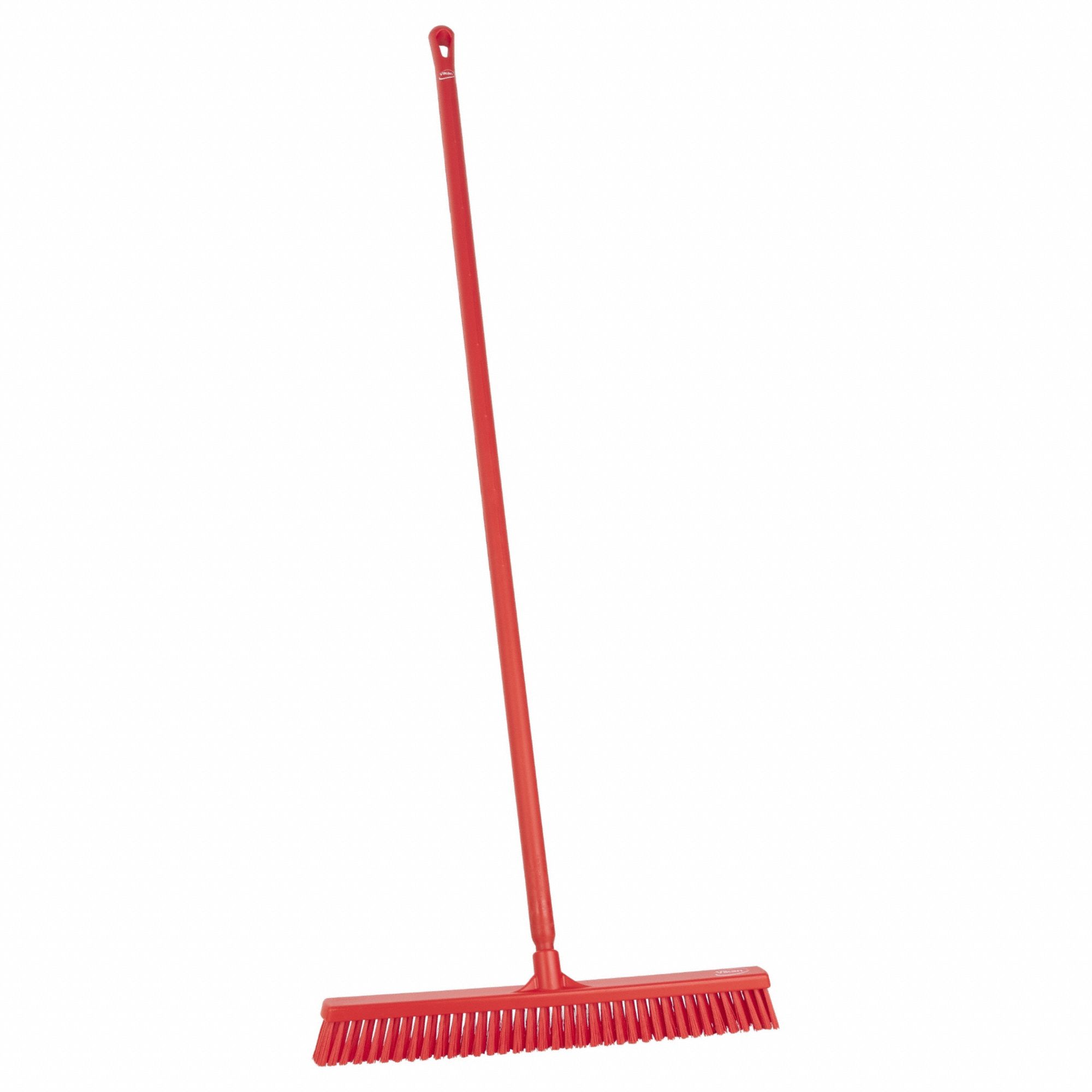 Push Broom: 24 in Sweep Face, Soft/Stiff Combo, Synthetic, Red Bristle, 2 3/8 in Bristle Lg
