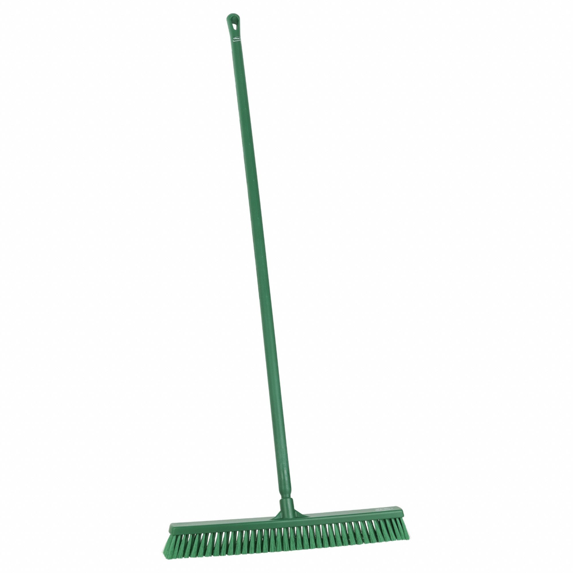 Push Broom: 24 in Sweep Face, Soft, Synthetic, Green Bristle, 2 1/4 in Bristle Lg