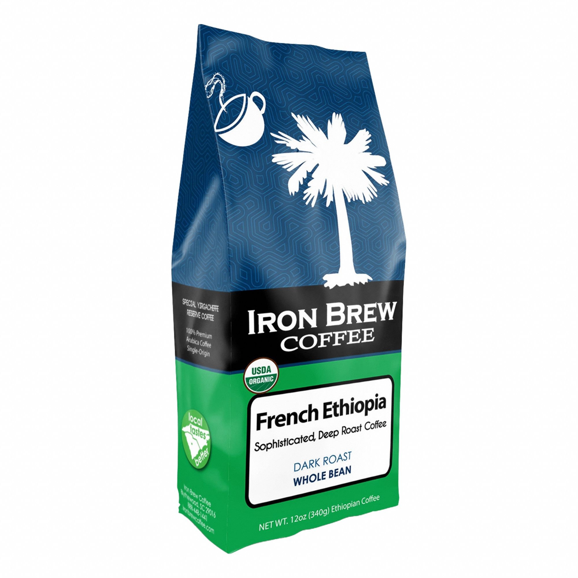 Coffee: Dark Ethiopia, Bag Beverage Pack, Dark, Caffeinated, Whole Bean, 12 oz Pack Wt
