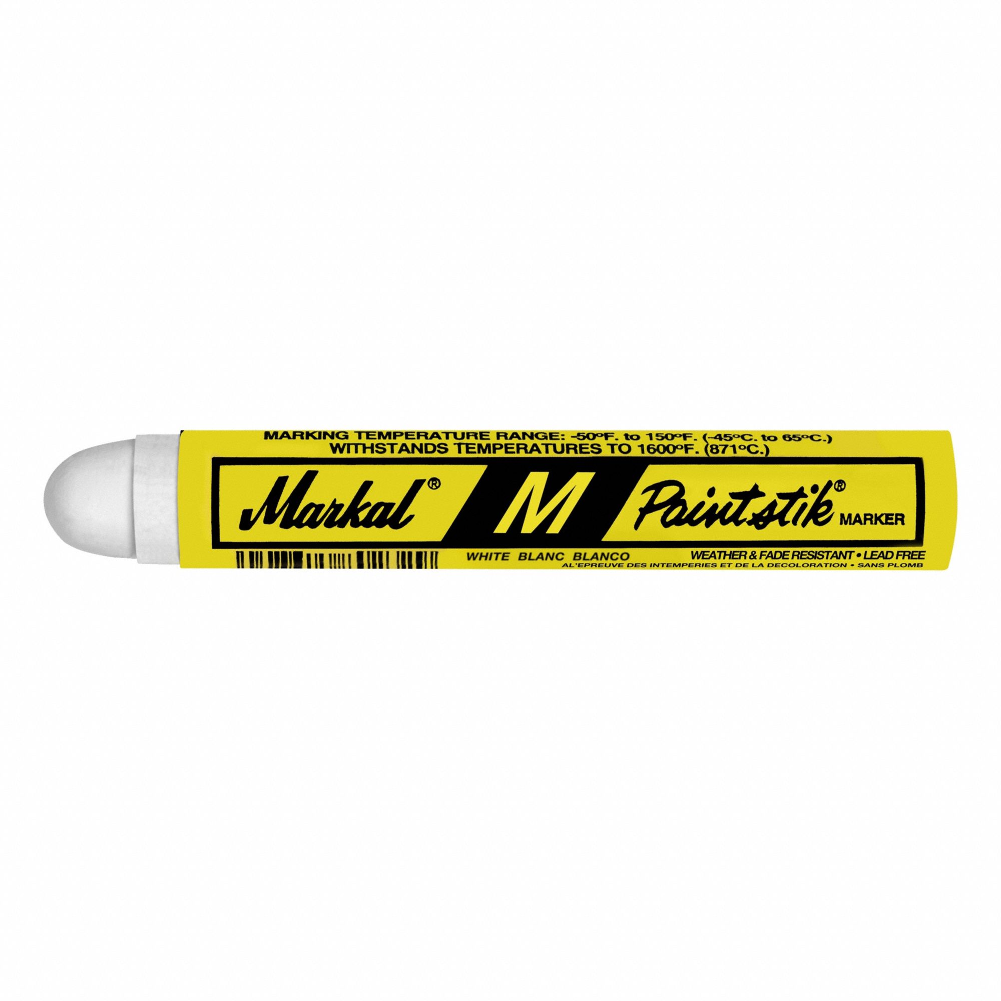 Marking Crayon: White, Paper, -50°F – 150°F Surface Temp Range, 12 PK