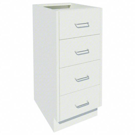 Base Cabinet: 35 1/8 in Overall Ht, 22 in Overall Dp, 18 in Overall Wd, Steel, 4 Drawers, 0 Shelves