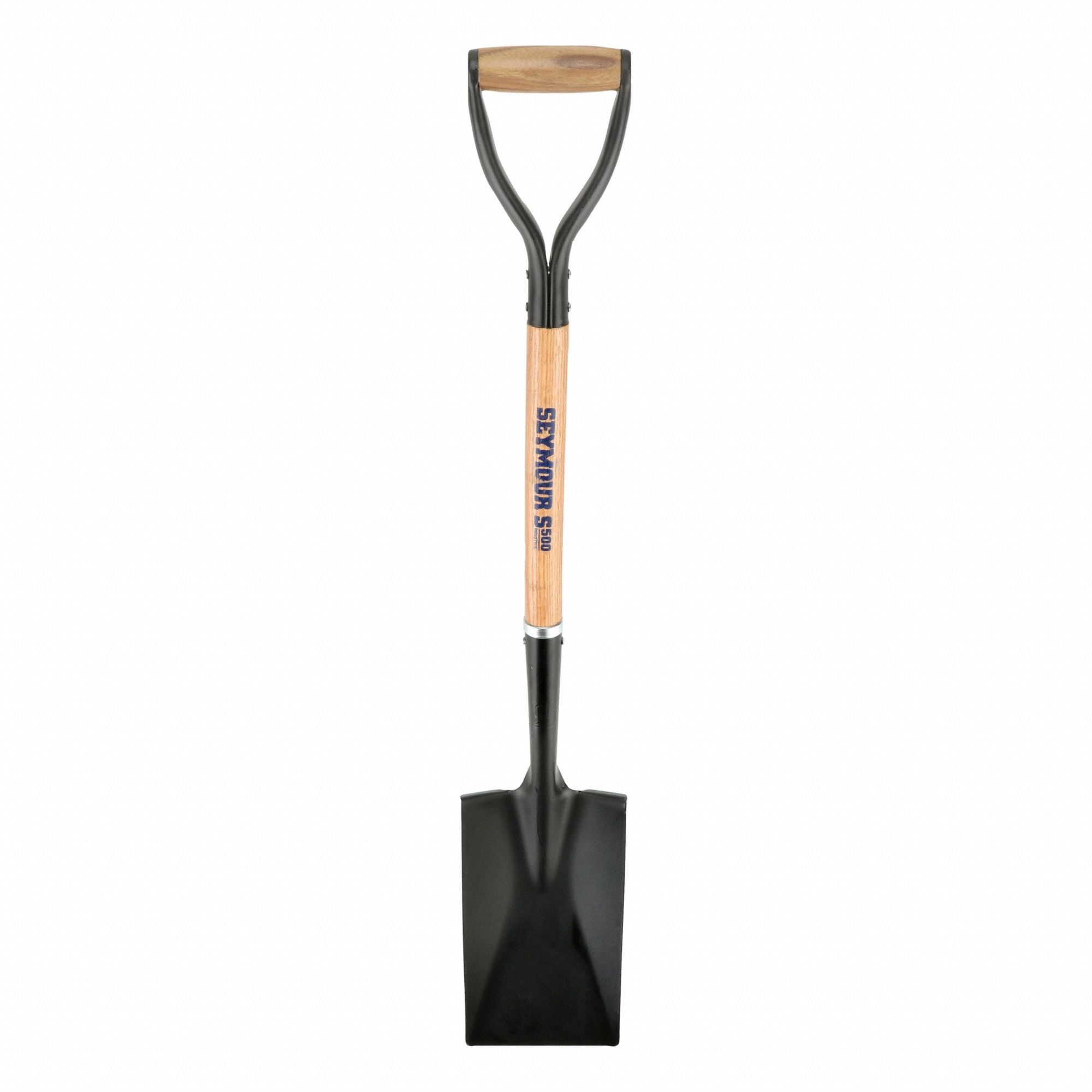 Spade Shovel: Steel Blade, 16 ga, D-Grip Handle Type, Wood Handle, 30 in Handle Lg