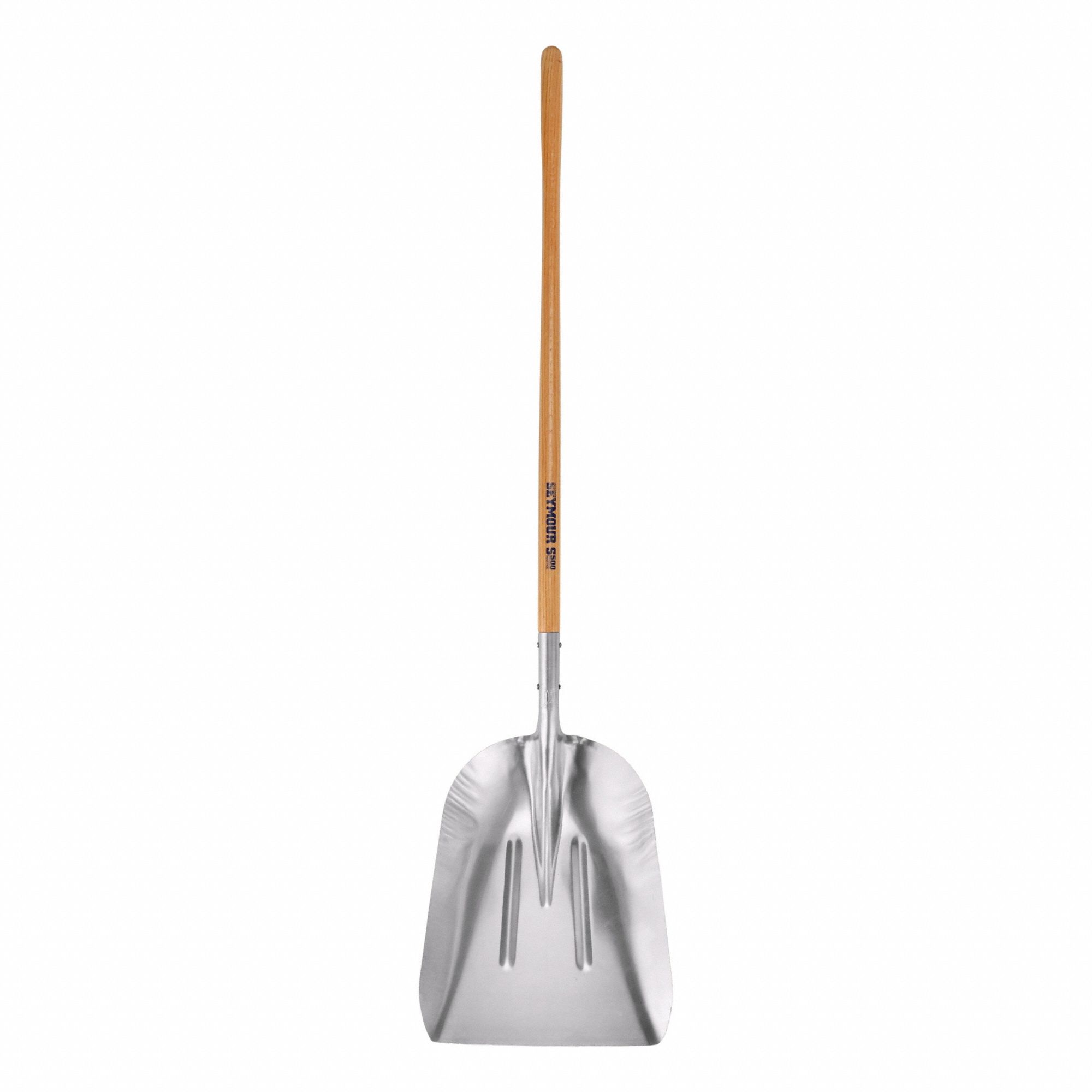 Scoop Shovel: Aluminum, #12 Blade Size, 14 1/2 in Blade Wd, 19 in Blade Lg, Wood