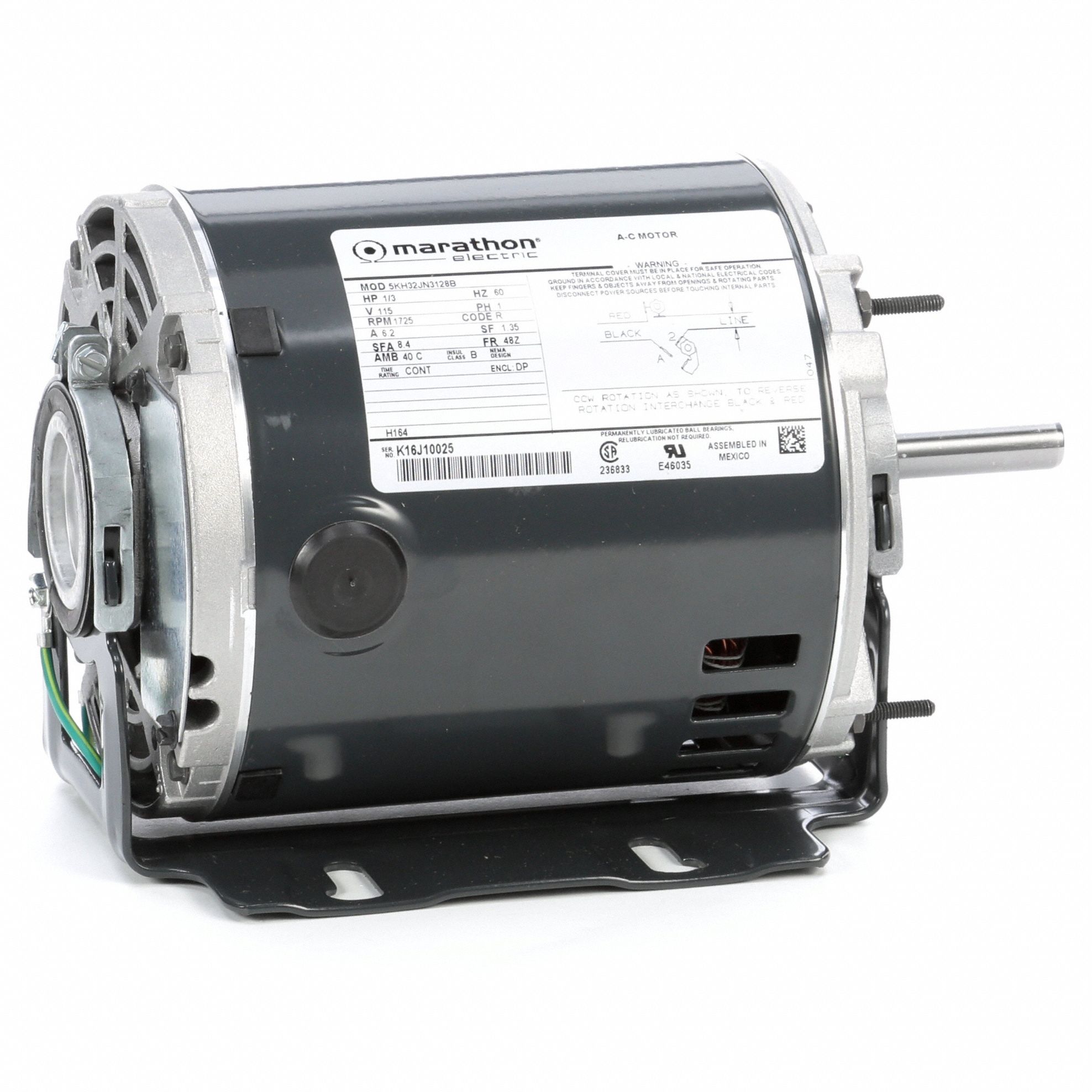 Direct Drive Blower Motor: 1 Speed, Open Drip Proof, Cradle Base Mount, 1/3 hp Horsepower