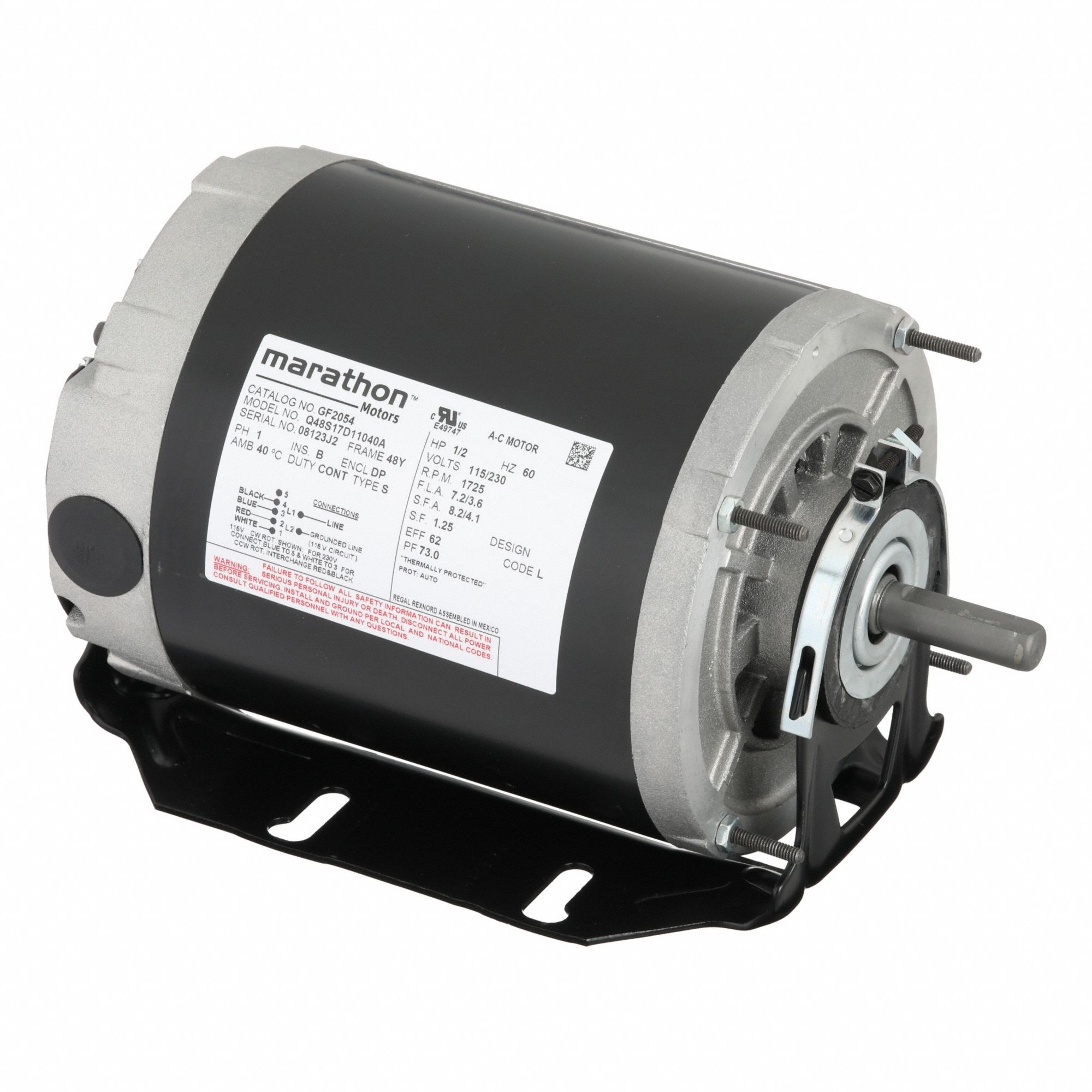 Direct Drive Blower Motor: 1 Speed, Open Drip Proof, Cradle Base Mount, 1/2 hp Horsepower
