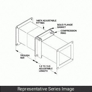 Wireway Adjustable Fitting: 4 in Wd, 4 in Ht, Stainless Steel, Smooth Brushed