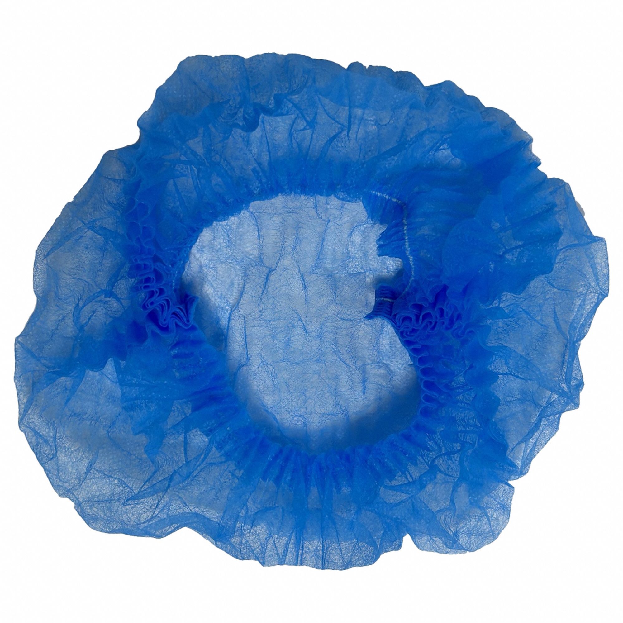 Bouffant Cap: Gen Use, Polypropylene, Pleated Bouffant, Blue, 24 in Dia, Box, 1, 000 PK