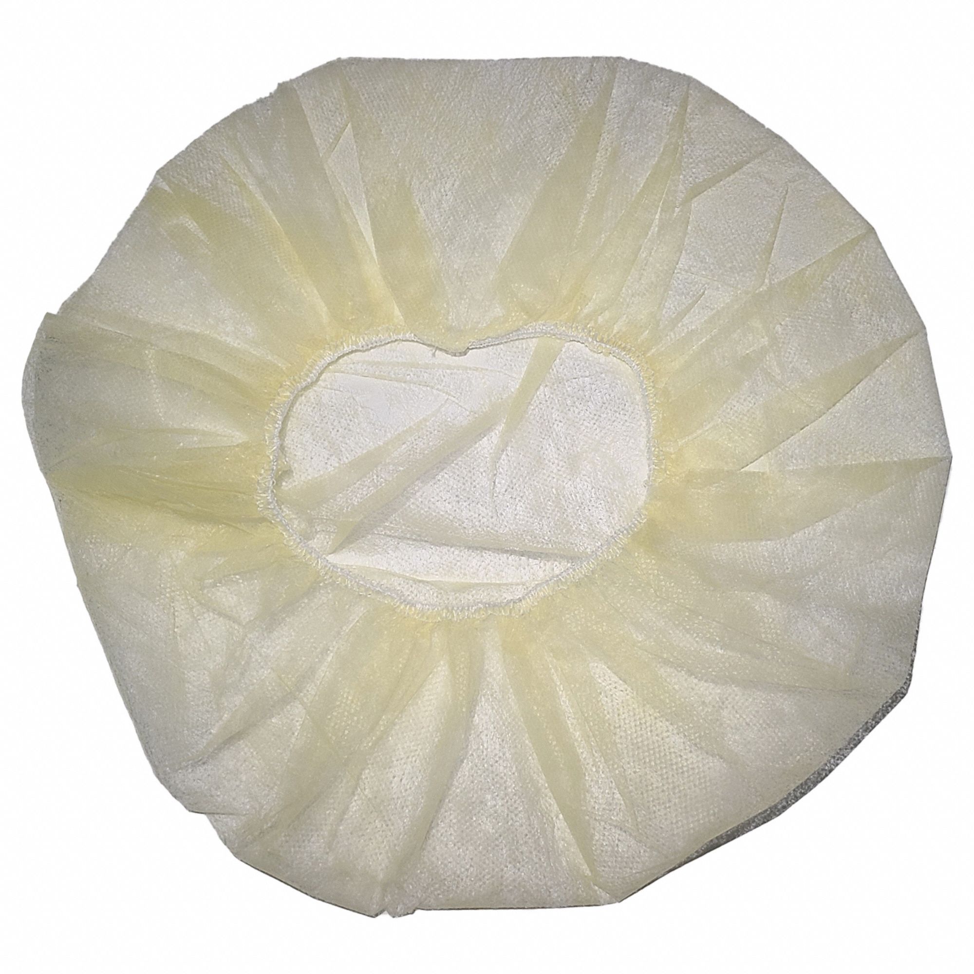 Bouffant Cap: Gen Use, Polypropylene, Flat Bouffant, Yellow, 21 in Dia, Bag, 100 PK
