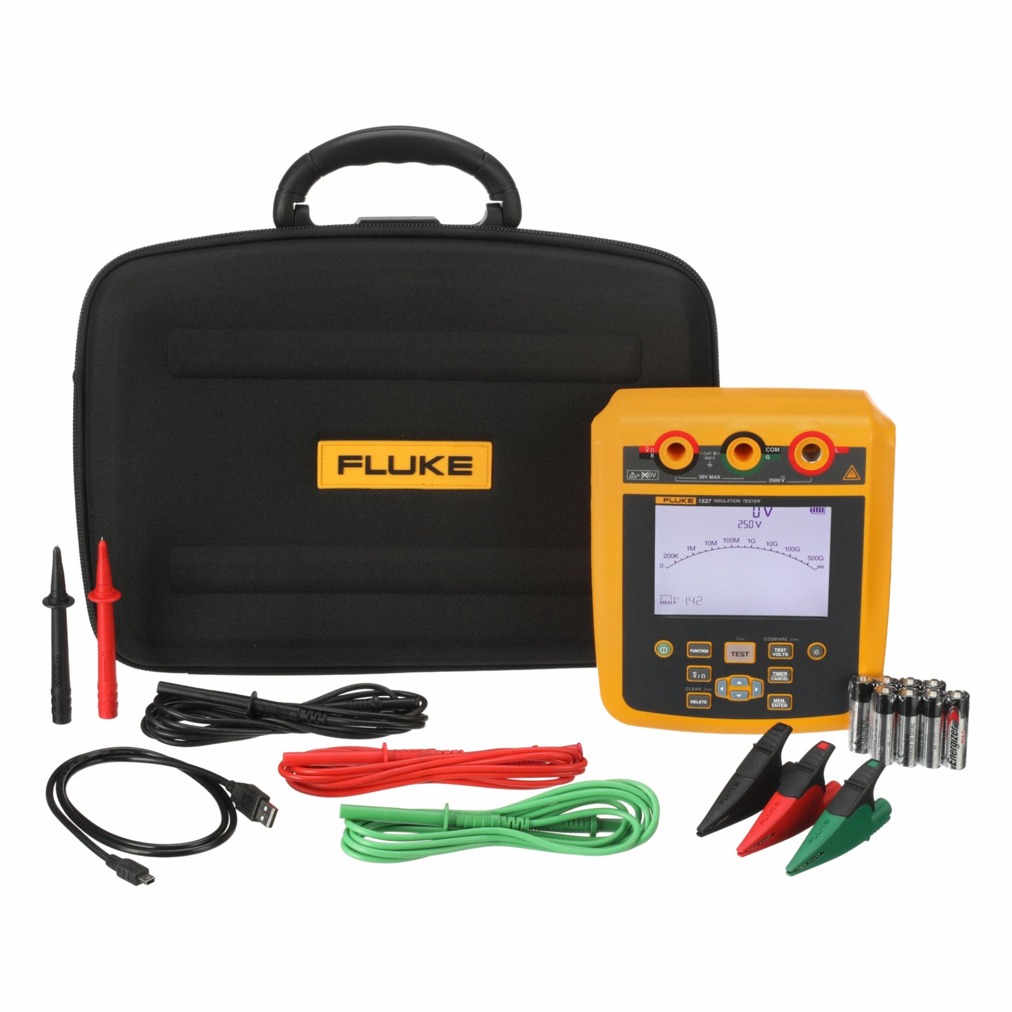 Insulation Tester: 200 kiloohm to 500 gigohm, CAT IV 600V, Digital, USB, IP40, <gt/>5 mA