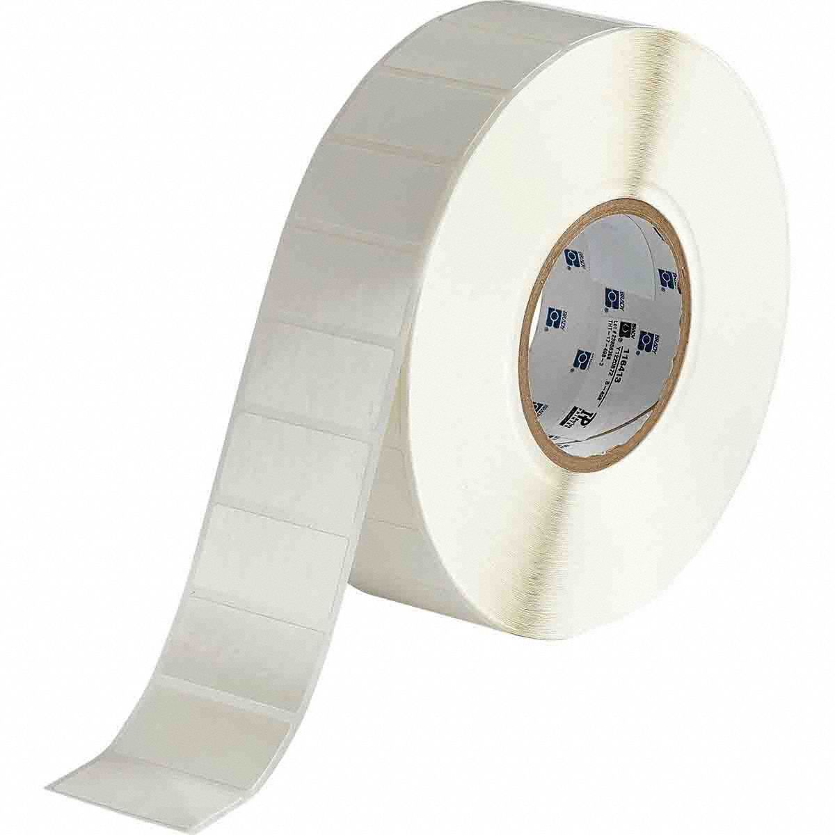 Pre-Cut Label Stock Roll: 1 in x 2 in, Rubber, Removable Adhesive, 3, 000 Labels, Removable