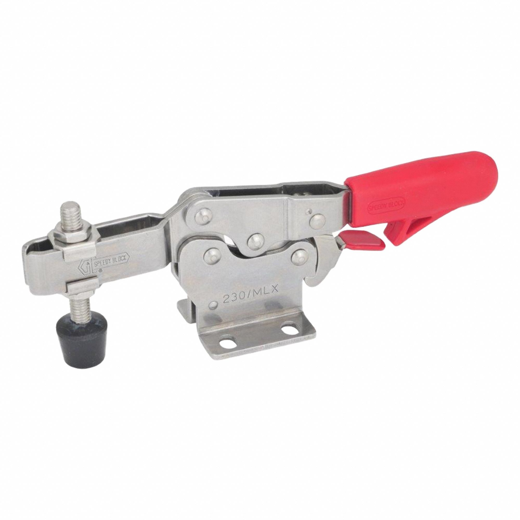Horizontal Acting Toggle Clamp: Locking Horizontal  Handle, Flange Base Mounting, Locking