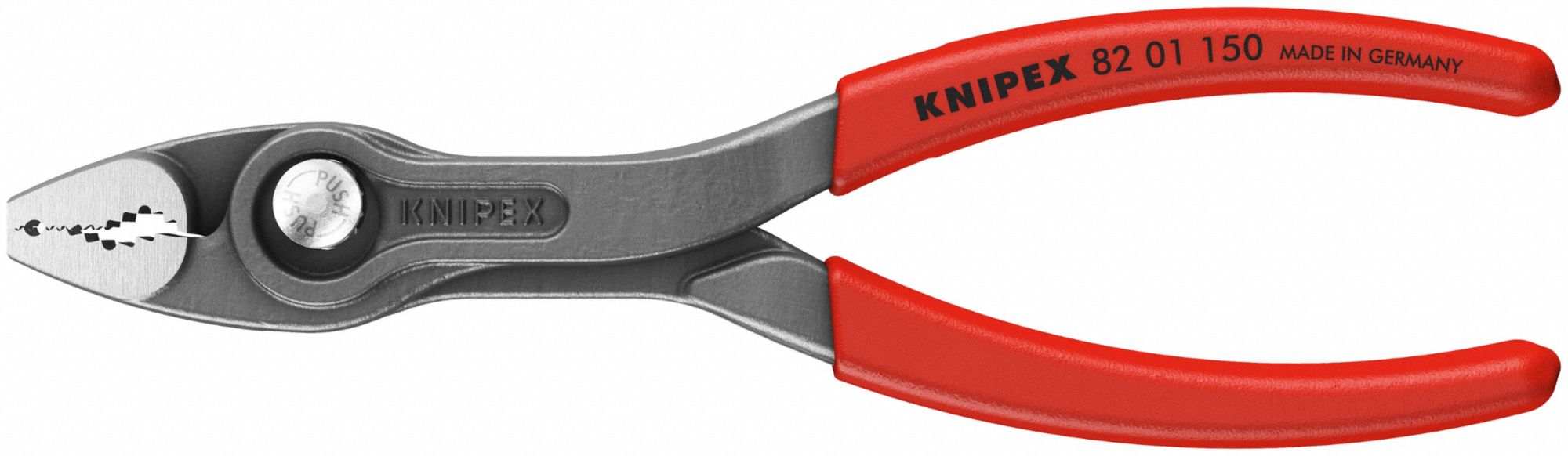 TwinGrip Pliers: 5/8 in Max Jaw Opening, 6 in Overall Lg, 1/8 in Jaw Lg, Std Cushion Grip, 6 - 8 in