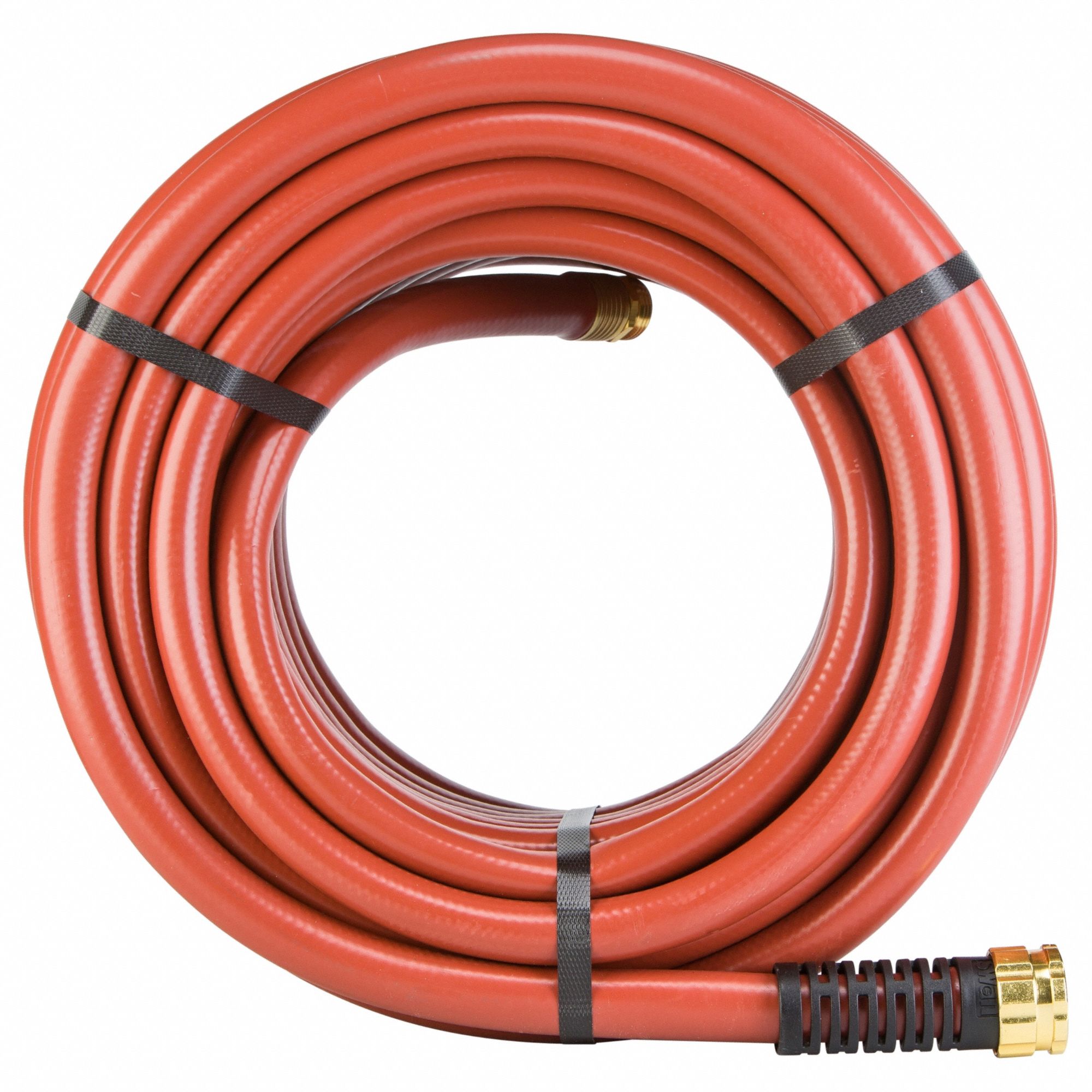 Garden Hose: PVC, 3/4 in Inside Dia., 100 ft Lg, 3/4 in MGHT x 3/4 in FGHT, Red
