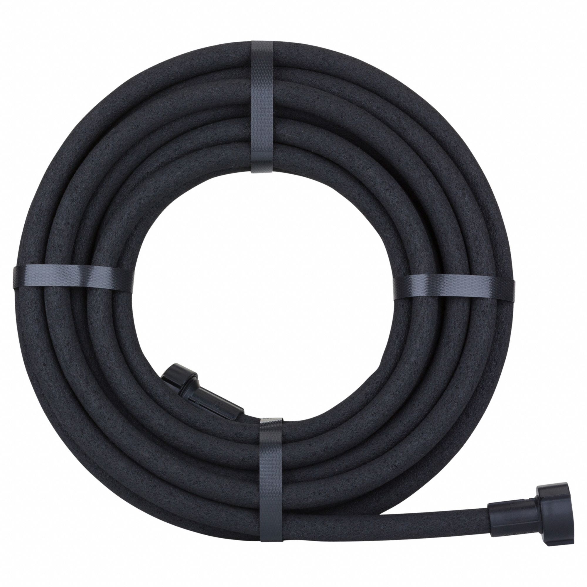 Garden Hose: Rubber, 3/8 in Inside Dia, 25 ft Lg, Black, Plastic 3/4 in MGHT x Plastic 3/4 in FGHT