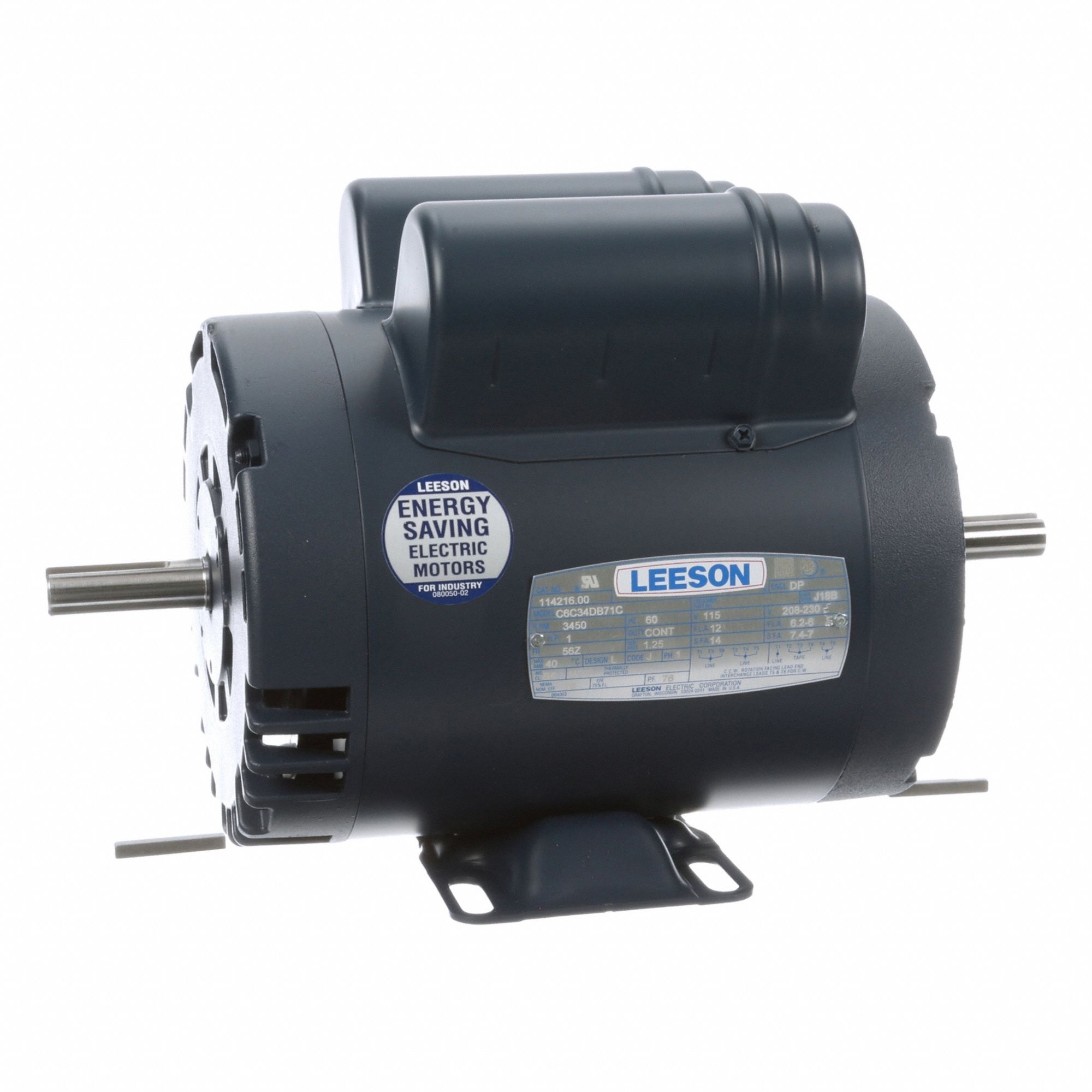 Power Tool Motor: Capacitor-Start, 1 hp Horsepower, 3, 450 RPM RPM, 115/230V AC, CW/CCW, 6.0 A