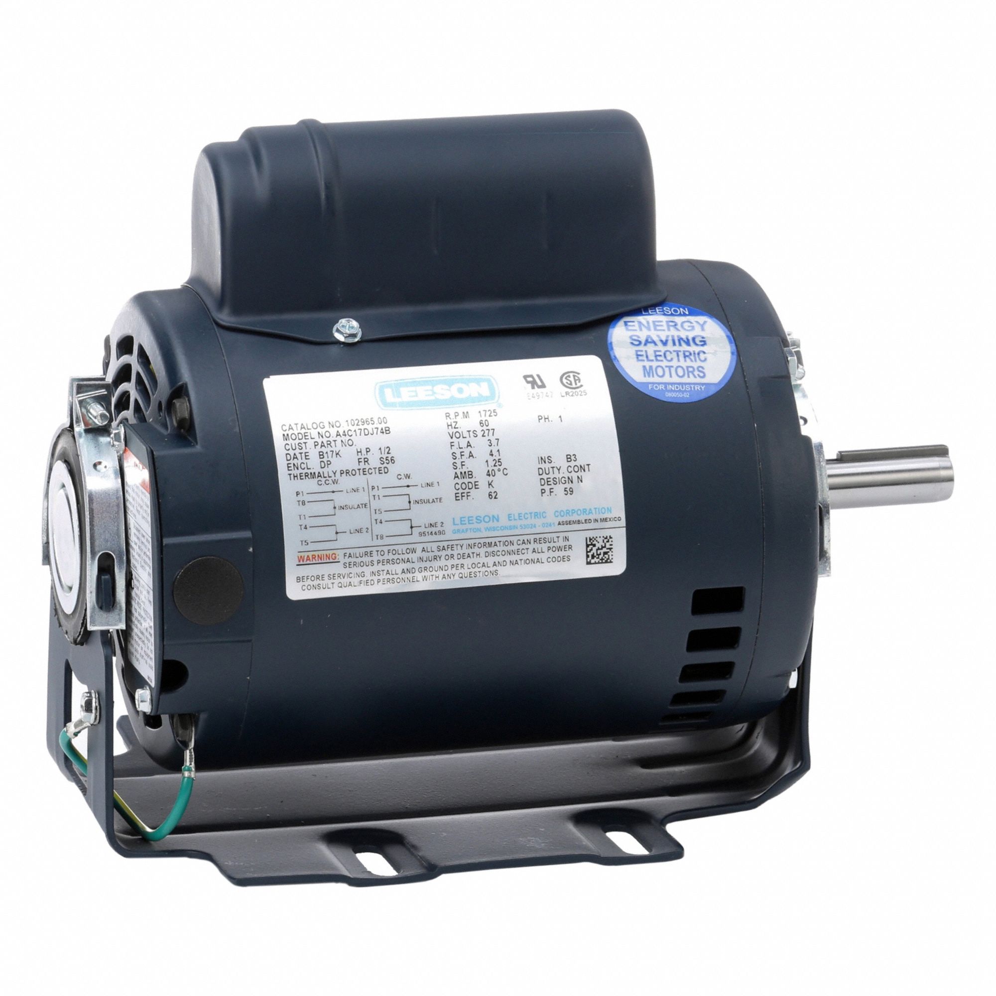 Direct Drive Blower Motor: 1 Speed, Open Drip Proof, Cradle Base Mount, 1/2 hp Horsepower
