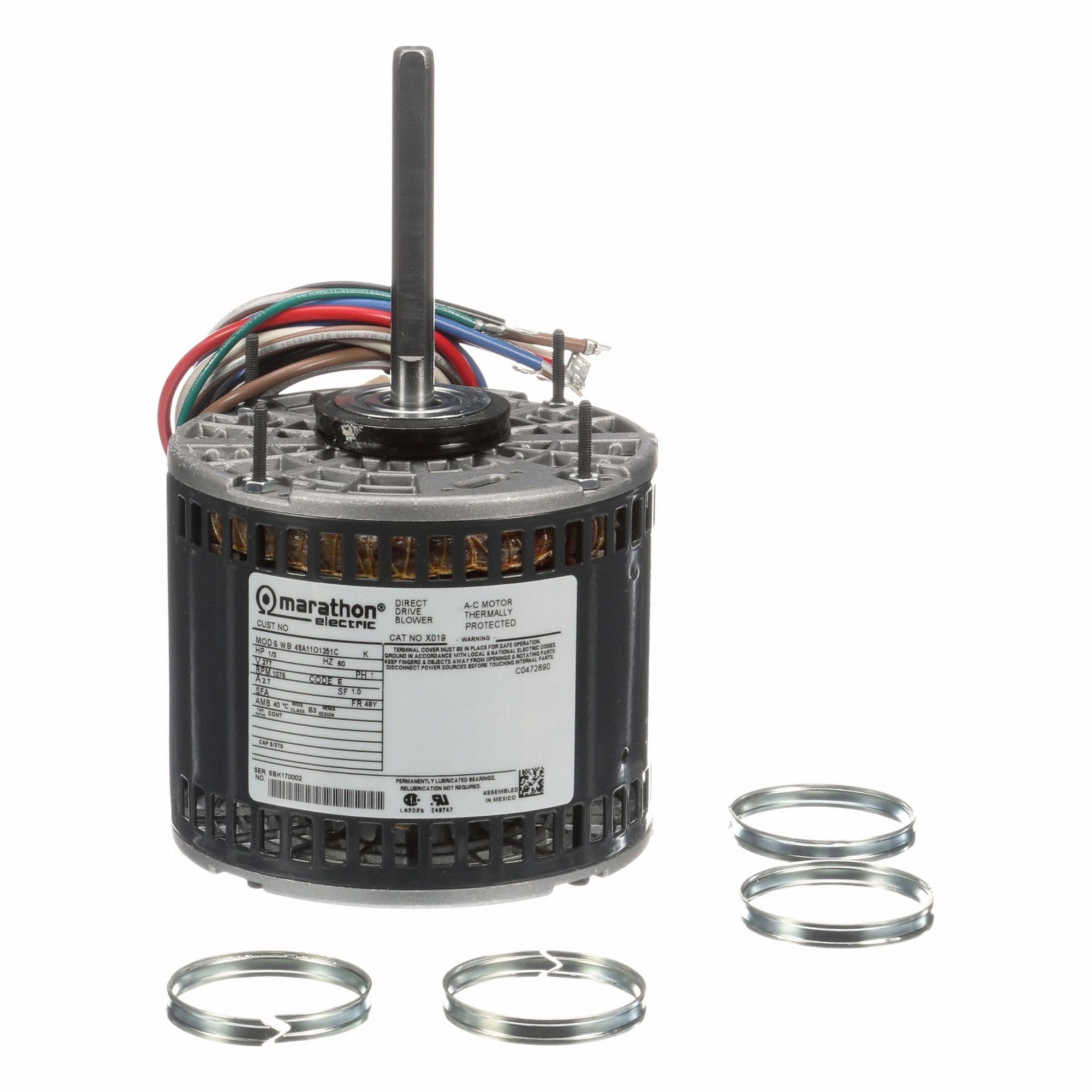 Direct Drive Blower Motor: Cradle Base, Permanent Split Capacitor, Single Phase, 1/3 hp, Auto