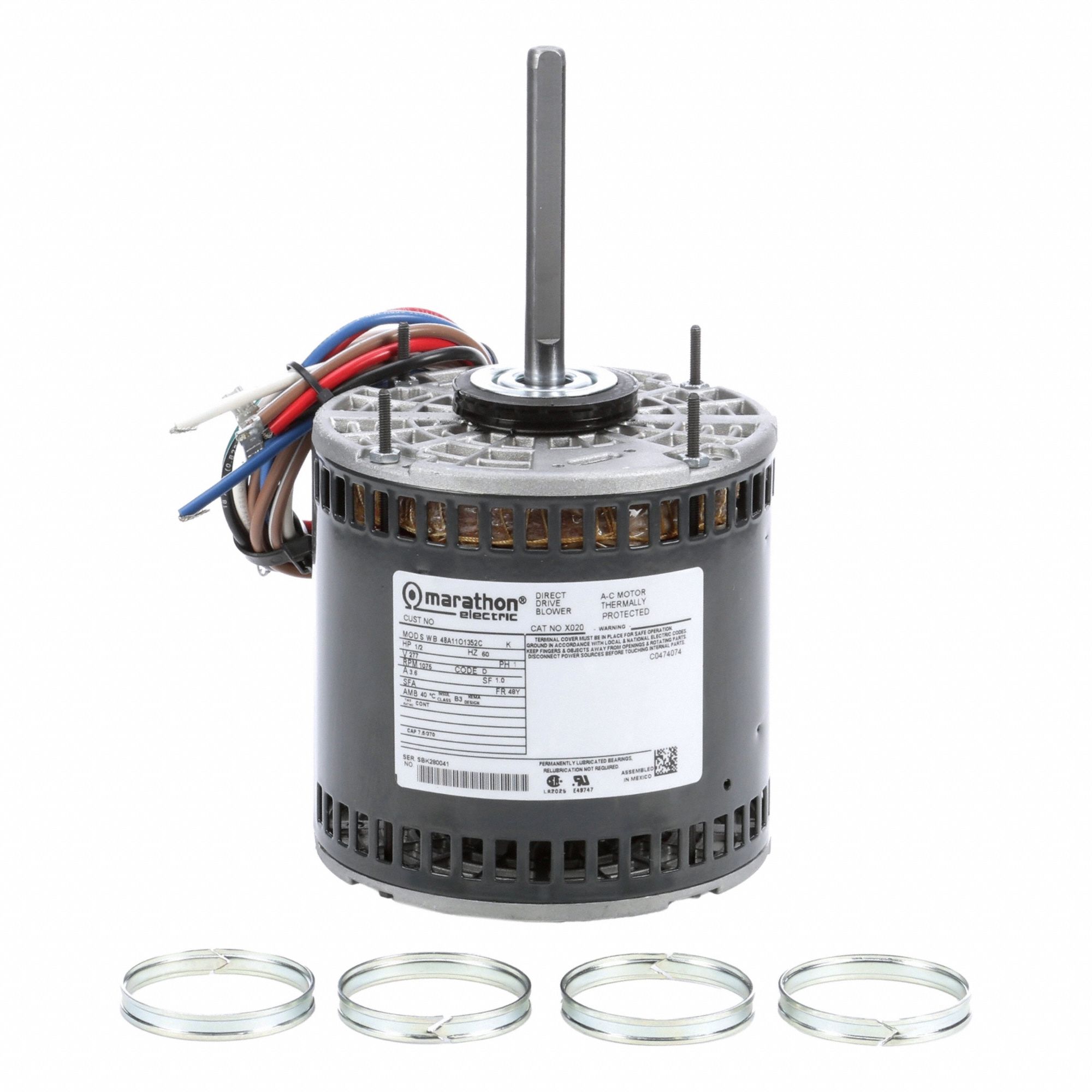 Direct Drive Blower Motor: Cradle Base, Permanent Split Capacitor, Single Phase, 1/2 hp, Auto