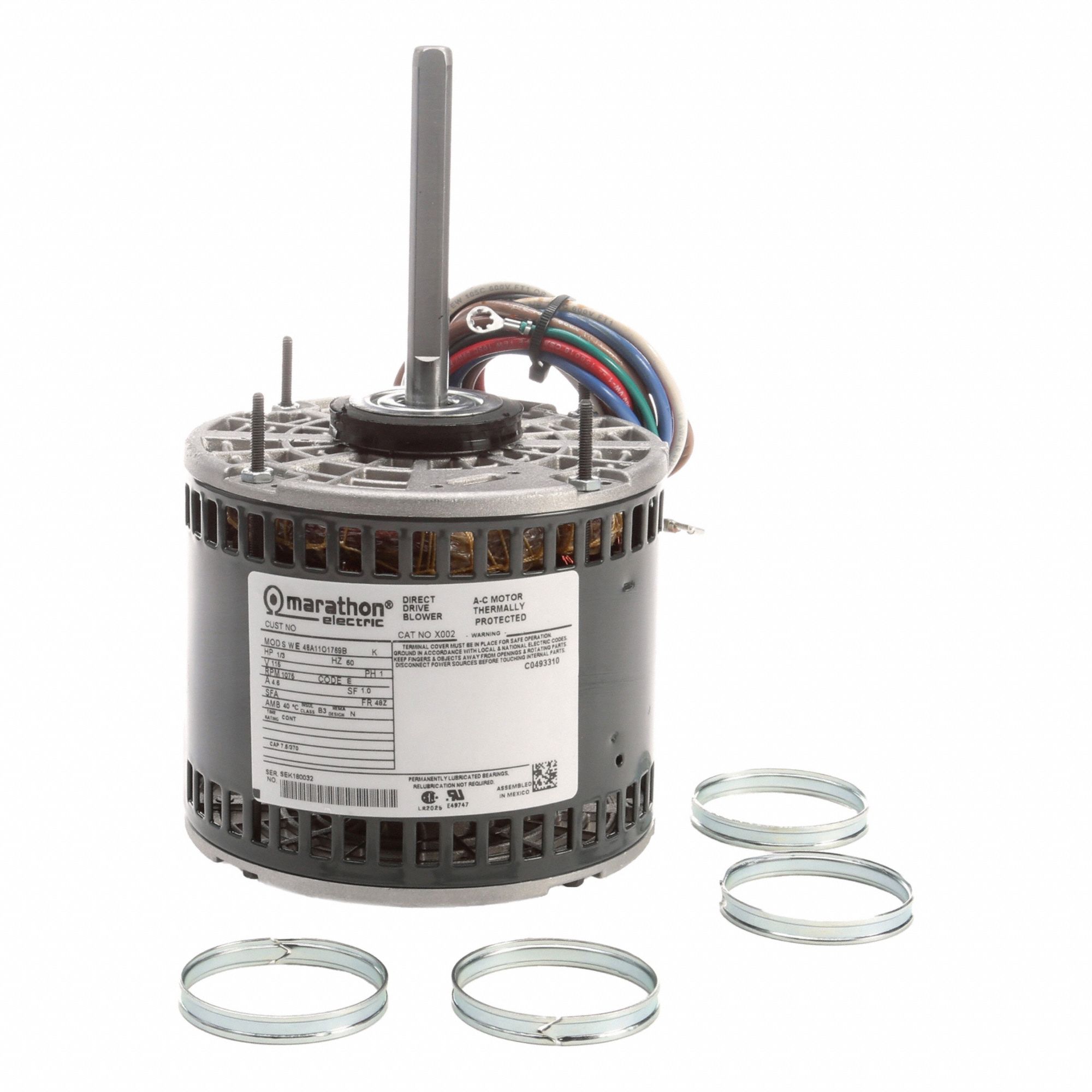 Direct Drive Blower Motor: Cradle Base, Permanent Split Capacitor, Single Phase, 1/3 hp, Auto