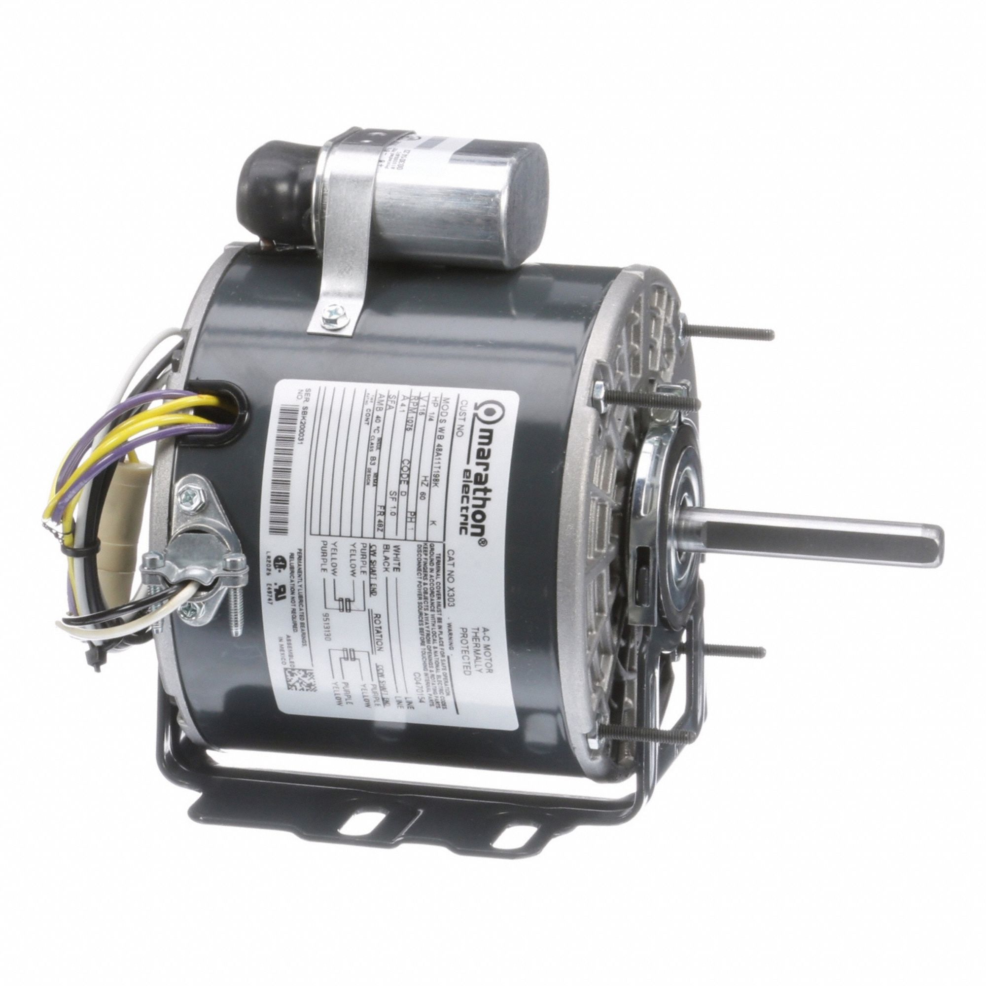 Direct Drive Blower Motor: Cradle Base, Permanent Split Capacitor, Single Phase, 1/4 hp, Auto