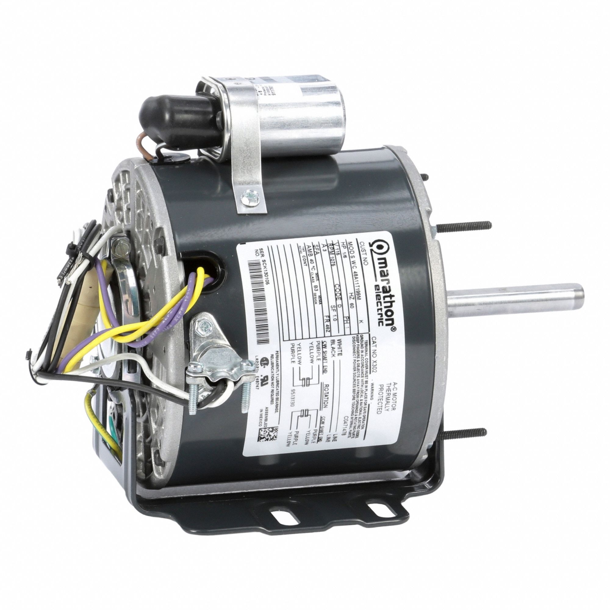 Direct Drive Blower Motor: Cradle Base, Permanent Split Capacitor, Single Phase, 1/6 hp, Auto
