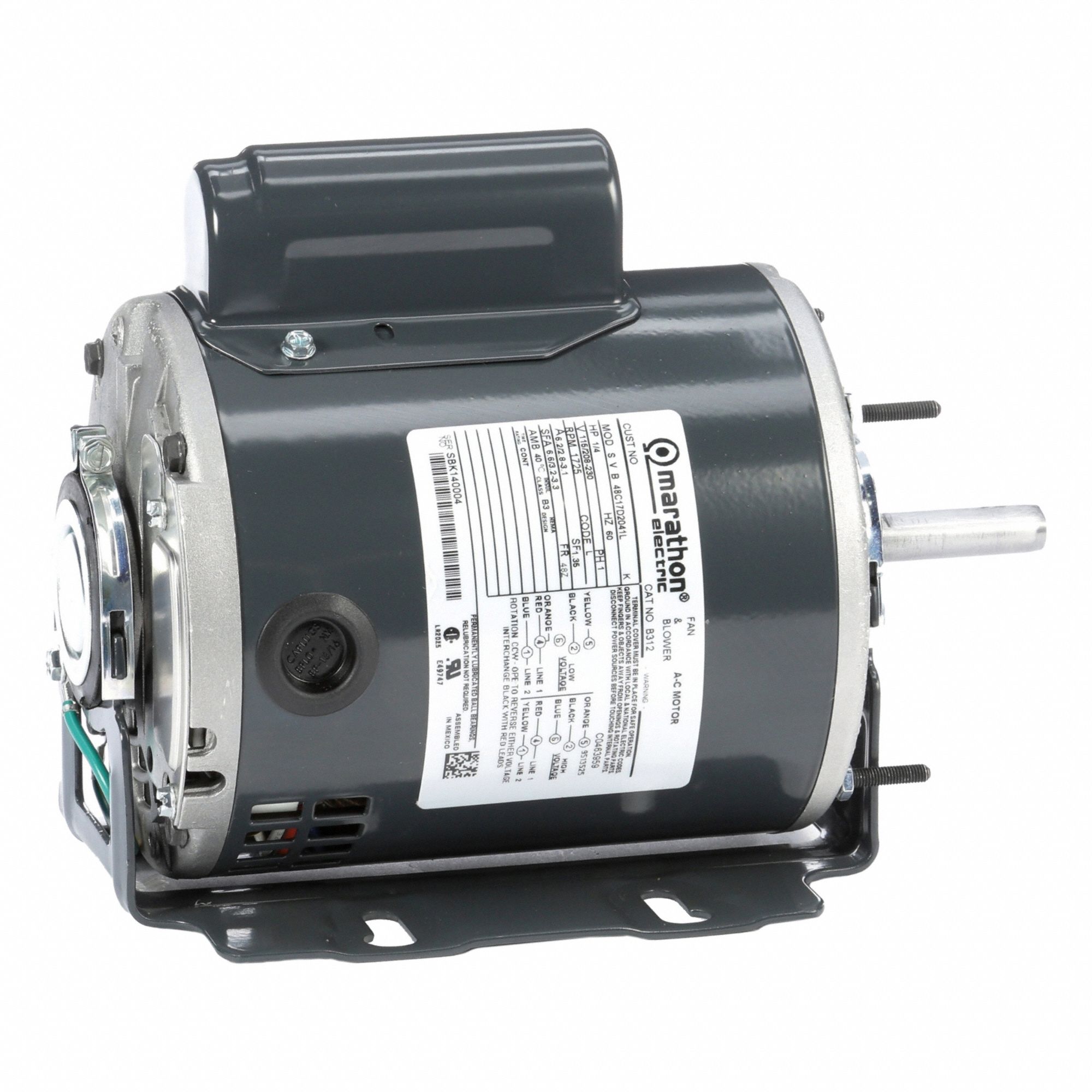 Direct Drive Blower Motor: 1 Speed, Open Drip Proof, Cradle Base Mount, 1/4 hp Horsepower