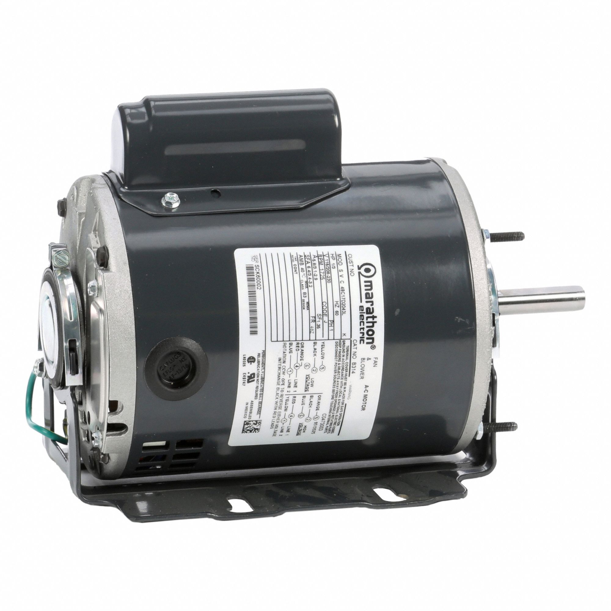 Direct Drive Blower Motor: 1 Speed, Open Drip Proof, Cradle Base Mount, 1/3 hp Horsepower