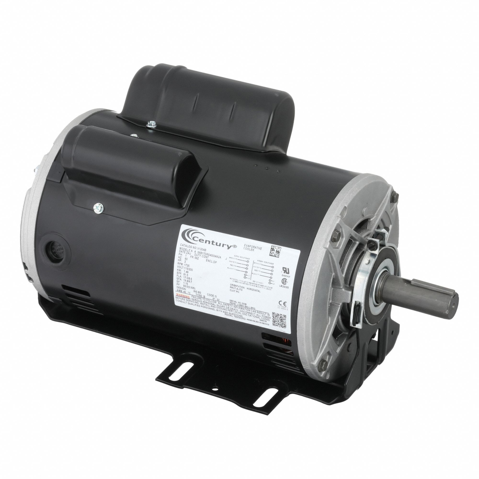 Condenser Fan Motor: Cradle Base Mount, Open Drip Proof, 2 hp Nameplate Horsepower, 1 Speed
