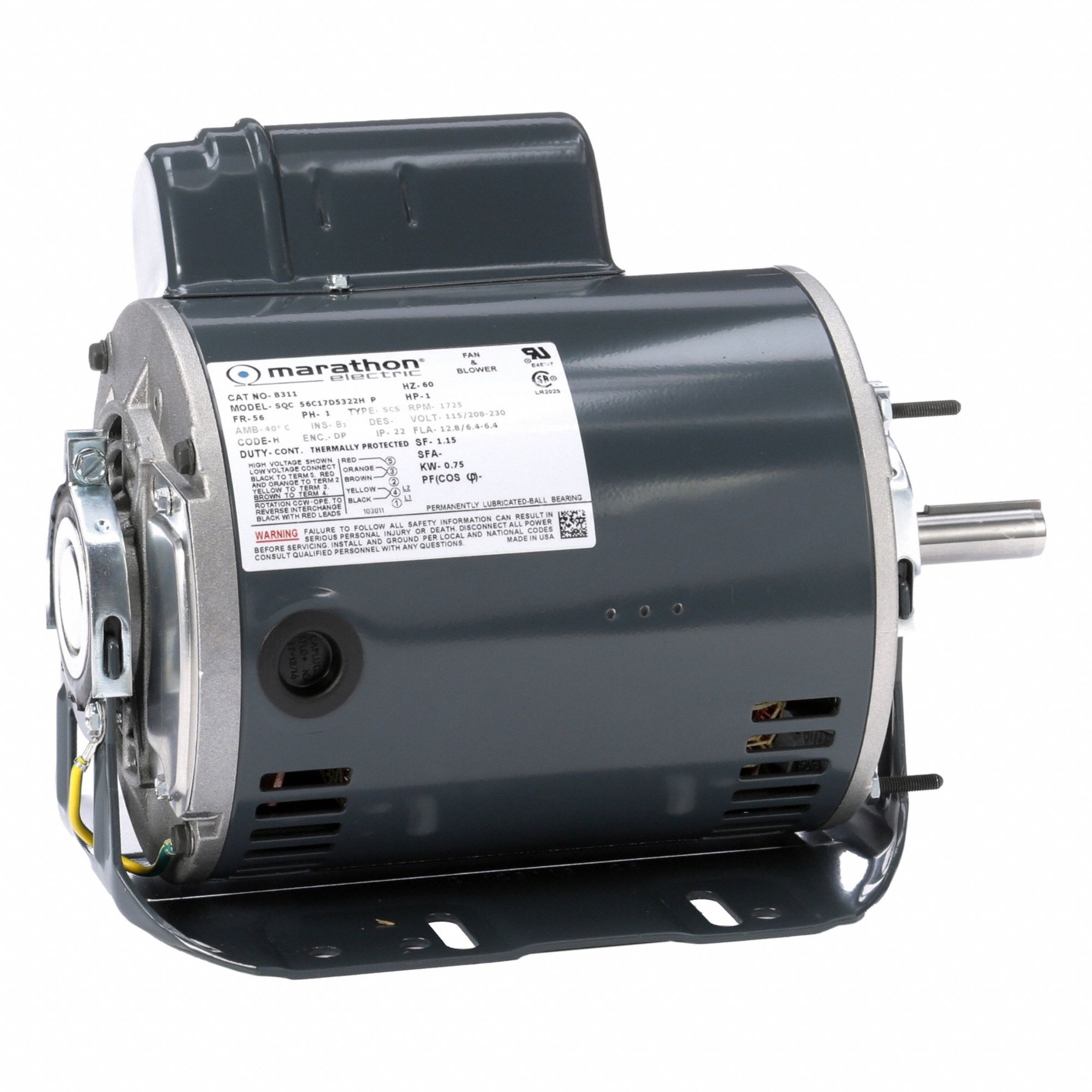Direct Drive Blower Motor: 1 Speed, Open Drip Proof, Cradle Base Mount, 1 hp Horsepower, Auto