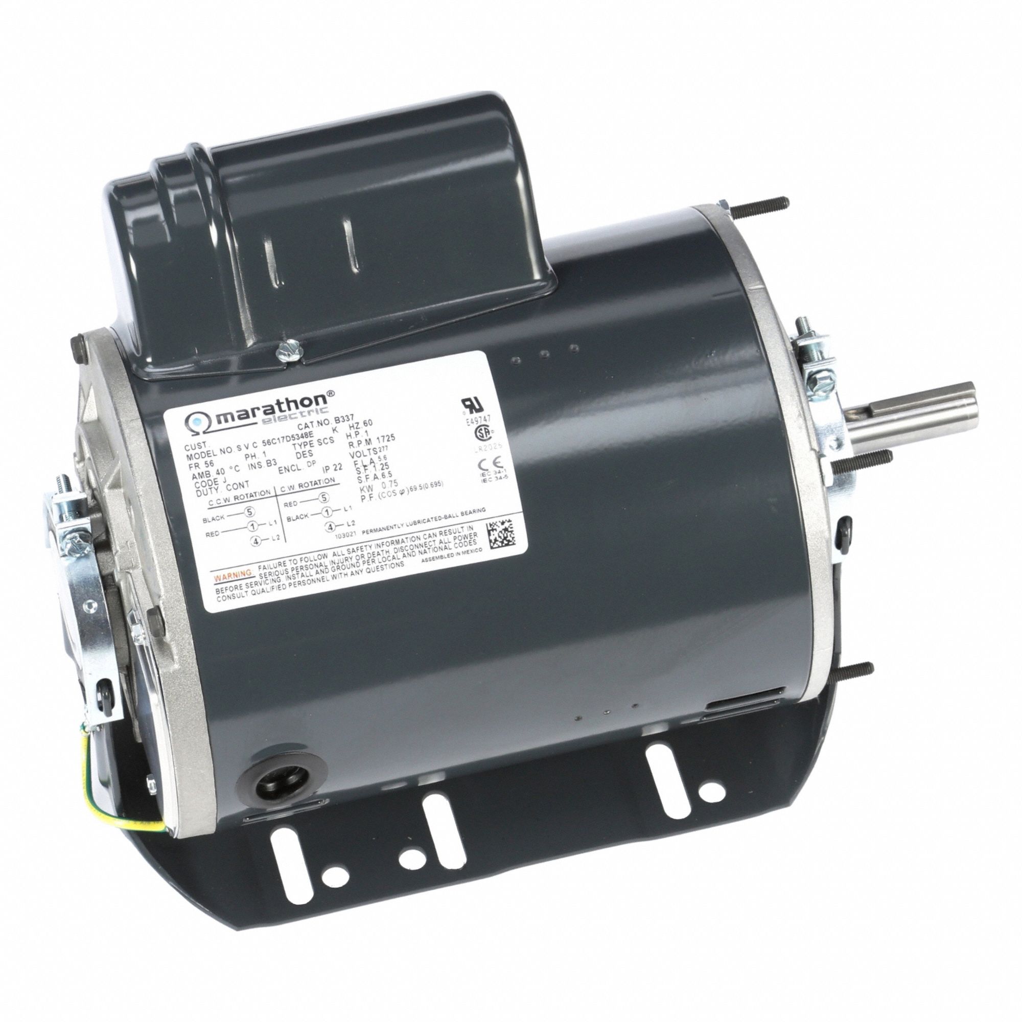Direct Drive Blower Motor: 1 Speed, Open Drip Proof, Cradle Base Mount, 1 hp Horsepower
