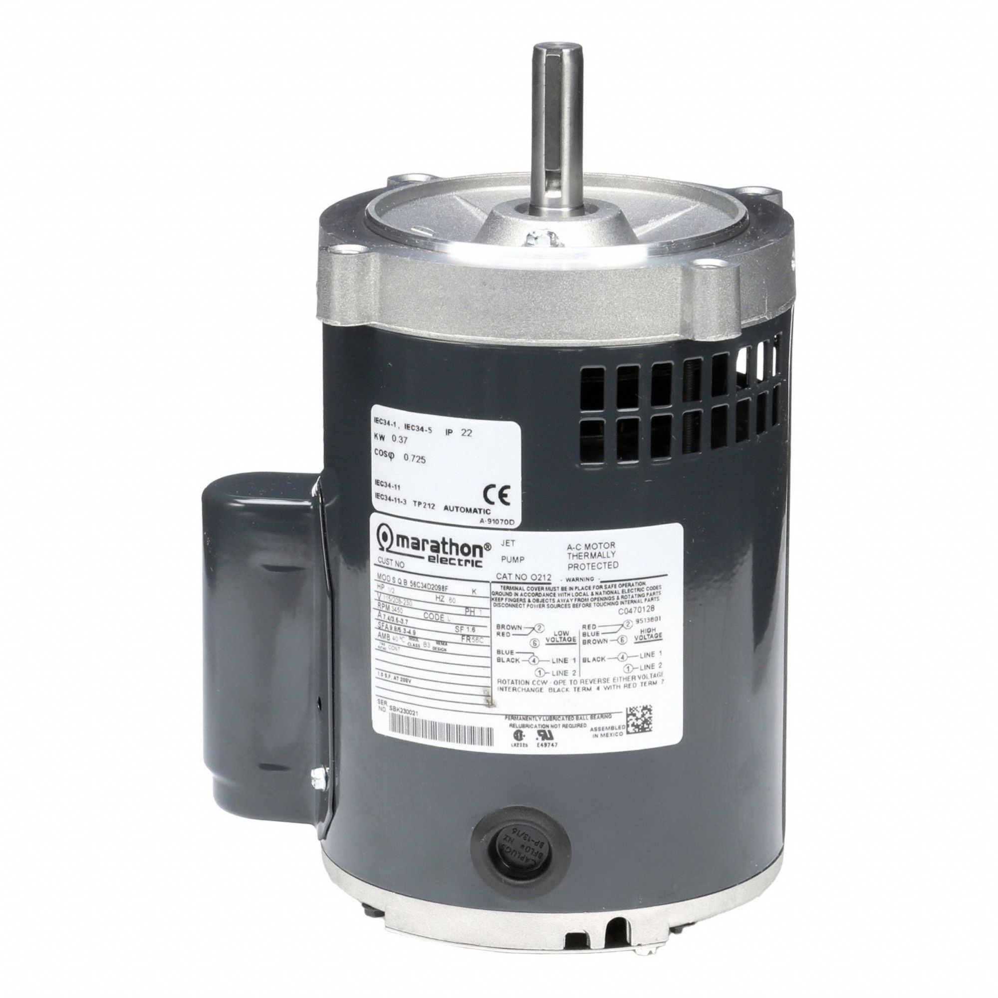 Direct Drive Blower Motor: 1 Speed, Open Drip Proof, C-Face Mount, 1/2 hp Horsepower, Auto
