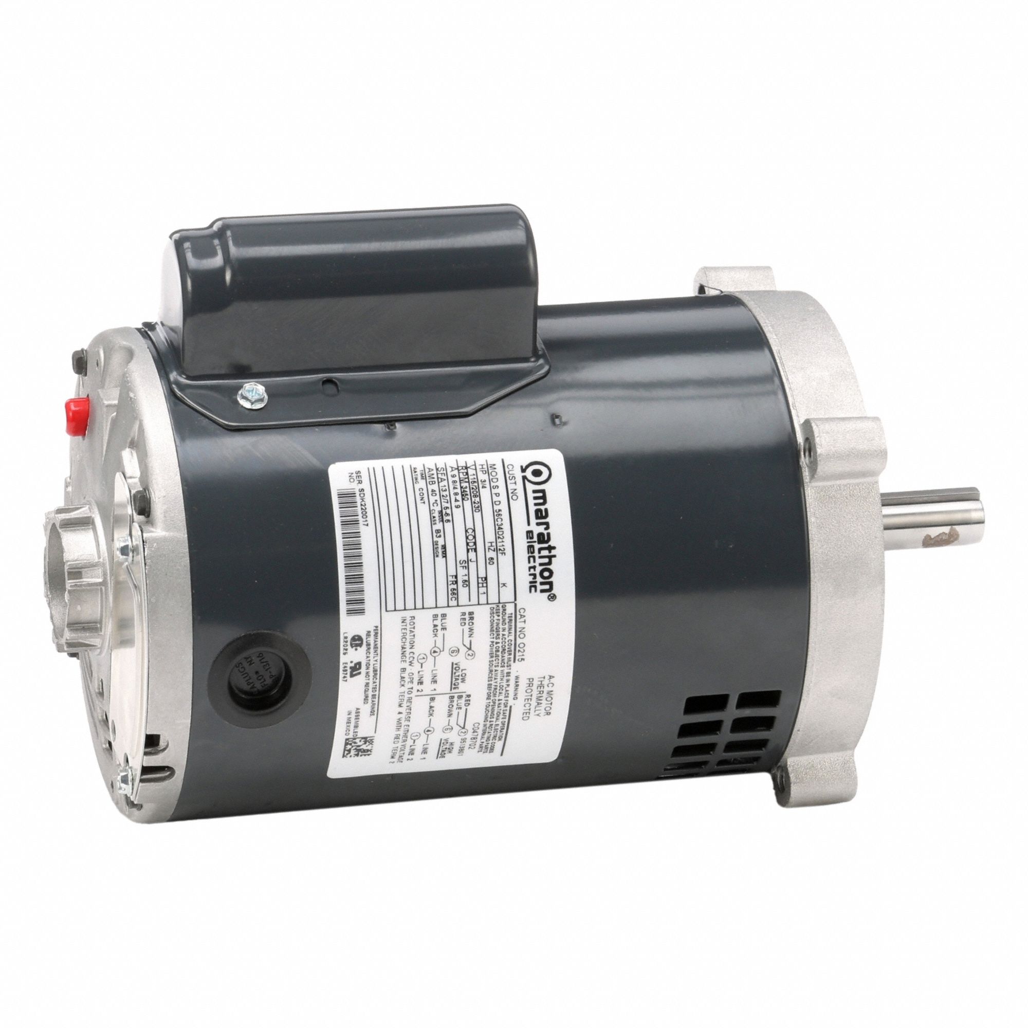Direct Drive Blower Motor: 1 Speed, Open Drip Proof, C-Face Mount, 3/4 hp Horsepower, Manual