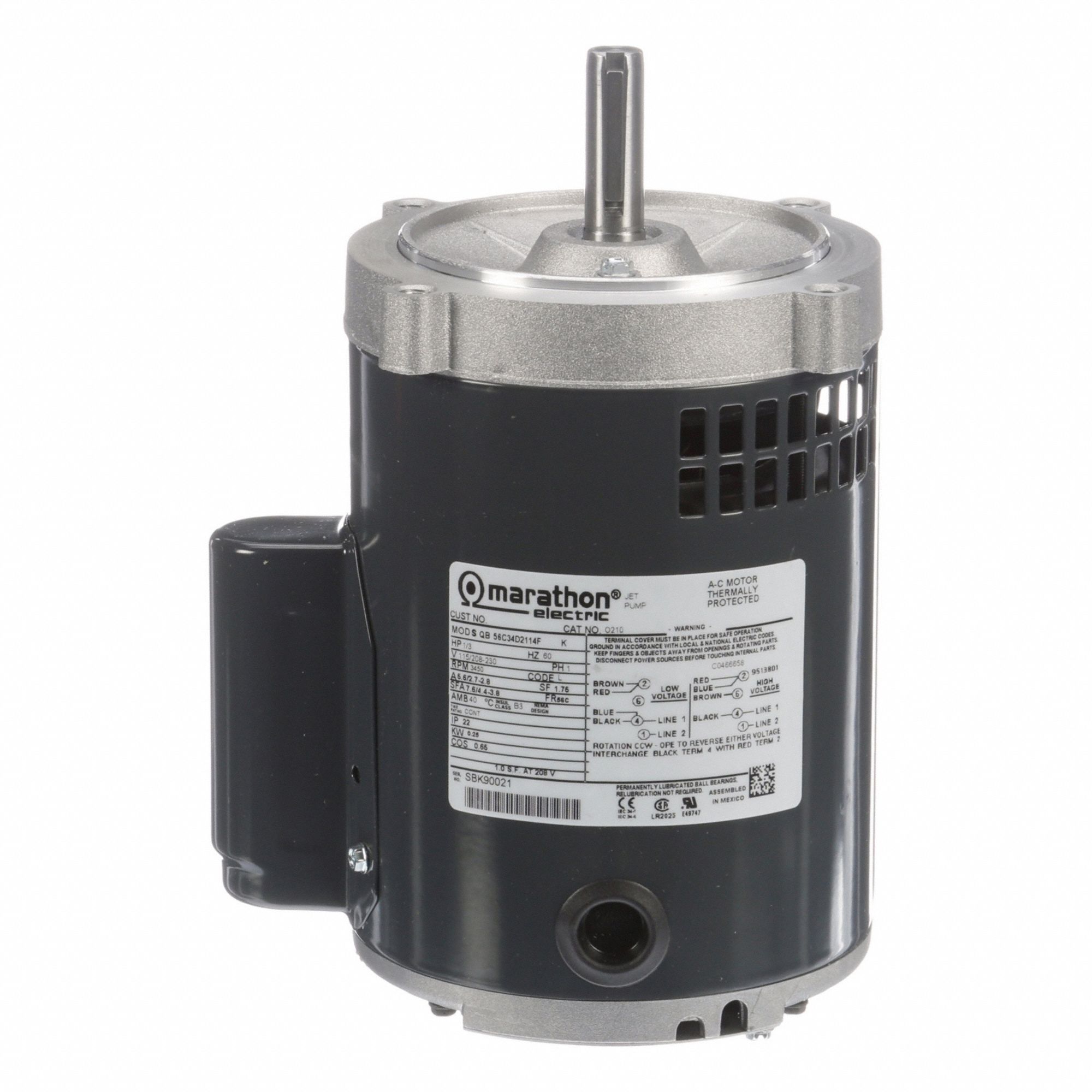 Direct Drive Blower Motor: 1 Speed, Open Drip Proof, C-Face Mount, 1/3 hp Horsepower, Auto