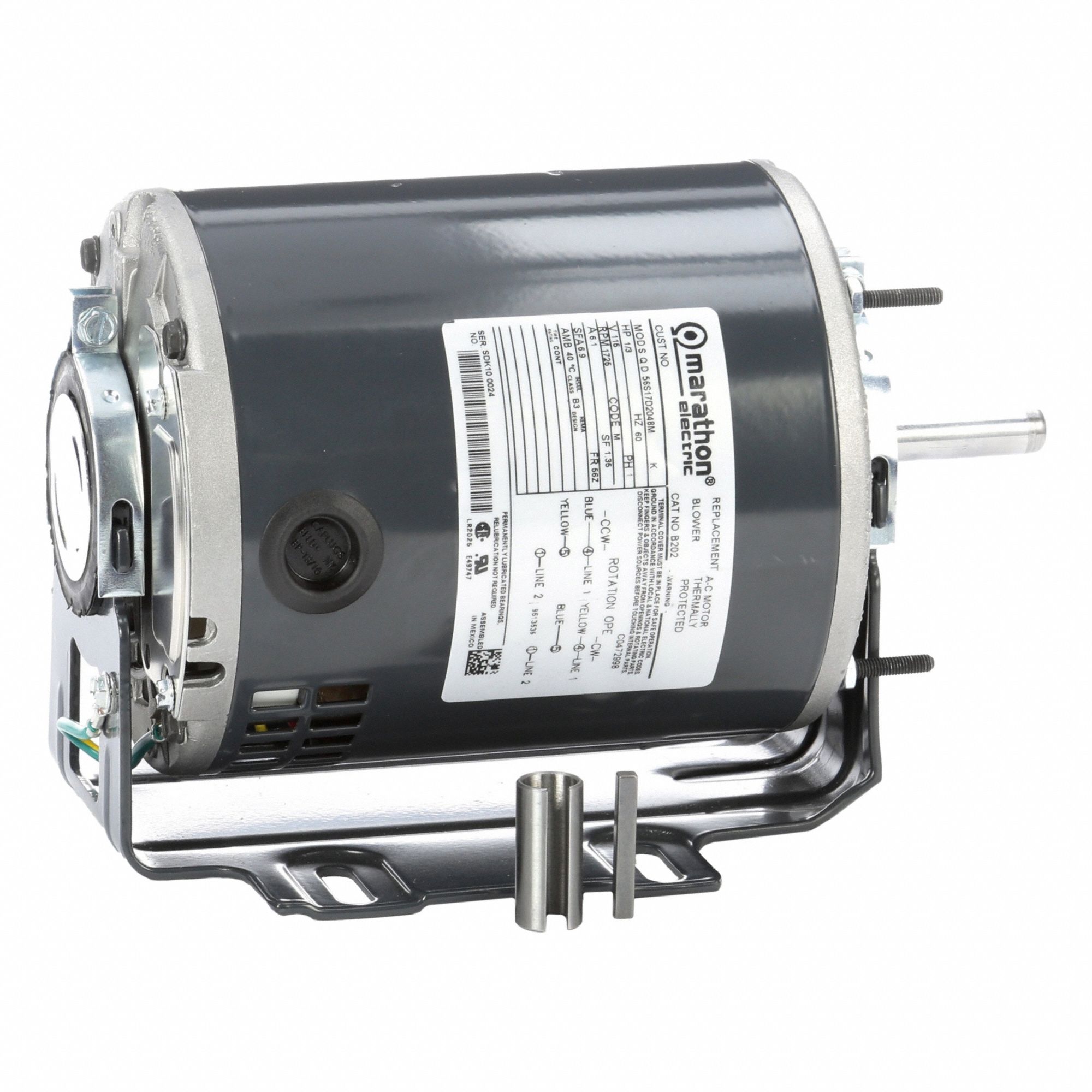 Direct Drive Blower Motor: 1 Speed, Open Drip Proof, Cradle Base Mount, 1/3 hp Horsepower