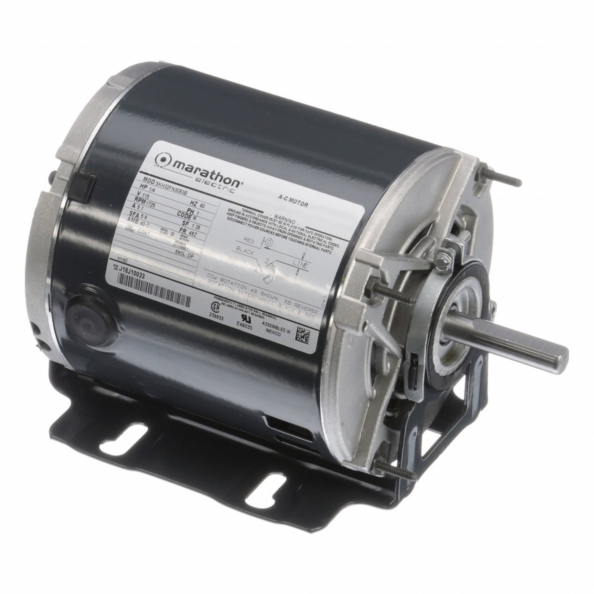 Direct Drive Blower Motor: 1 Speed, Open Drip Proof, Cradle Base Mount, 1/4 hp Horsepower