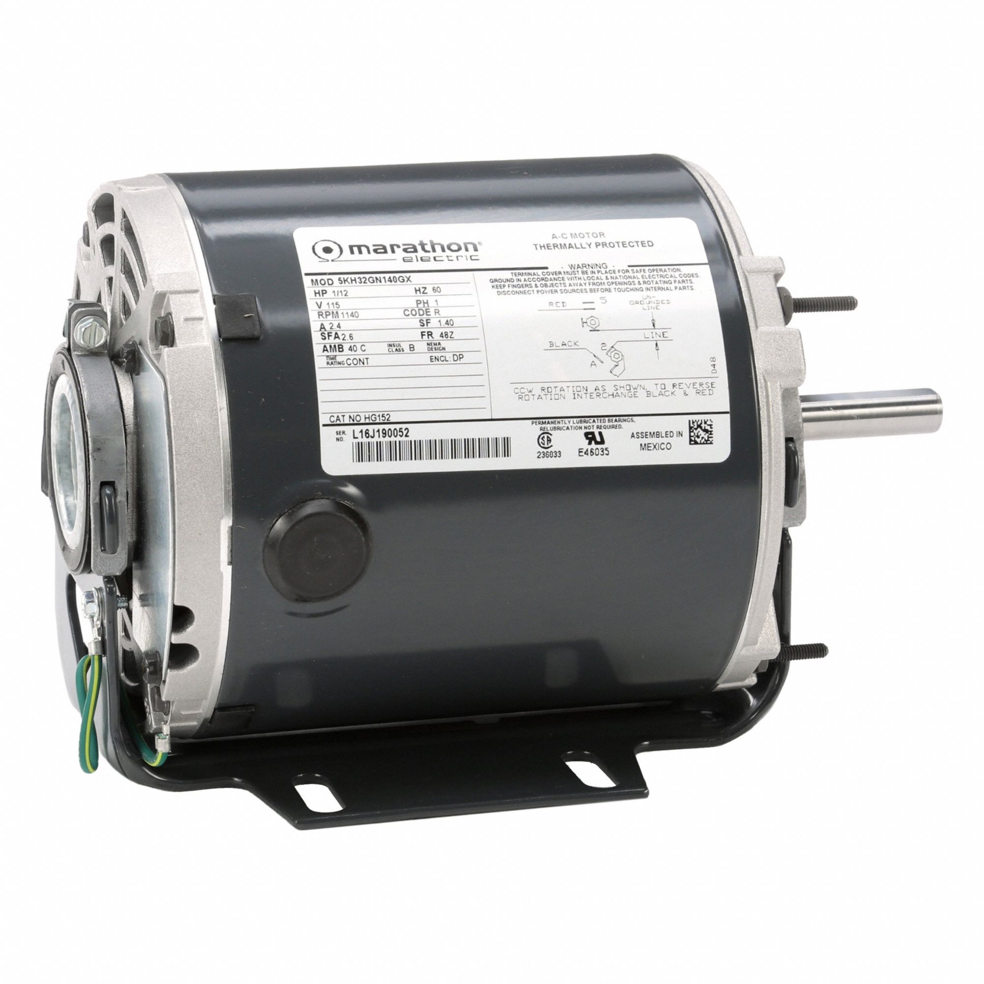 Direct Drive Blower Motor: 1 Speed, Open Drip Proof, Cradle Base Mount, 1/12 hp Horsepower