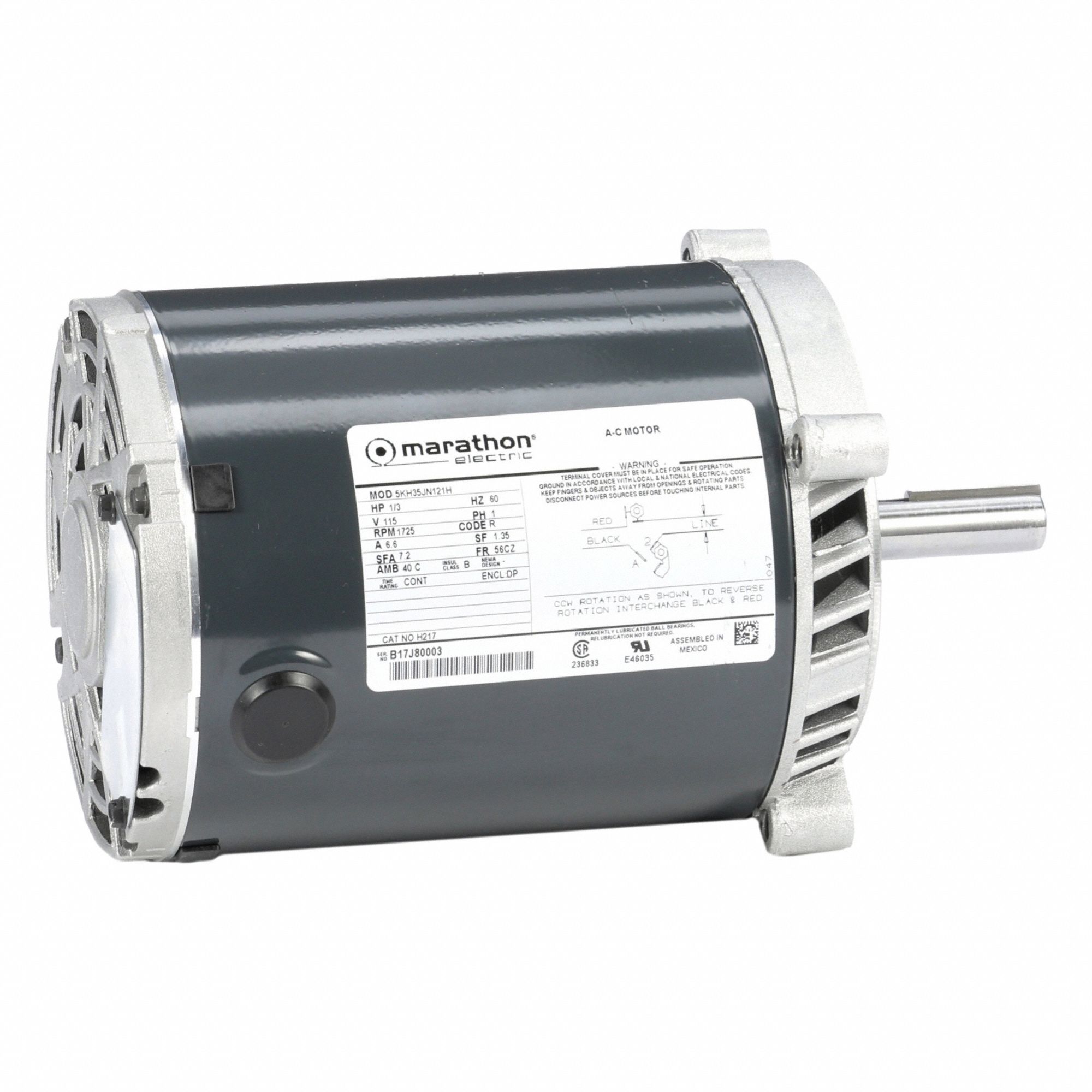 Direct Drive Blower Motor: 1 Speed, Open Drip Proof, C-Face Mount, 1/3 hp Horsepower, 115V AC