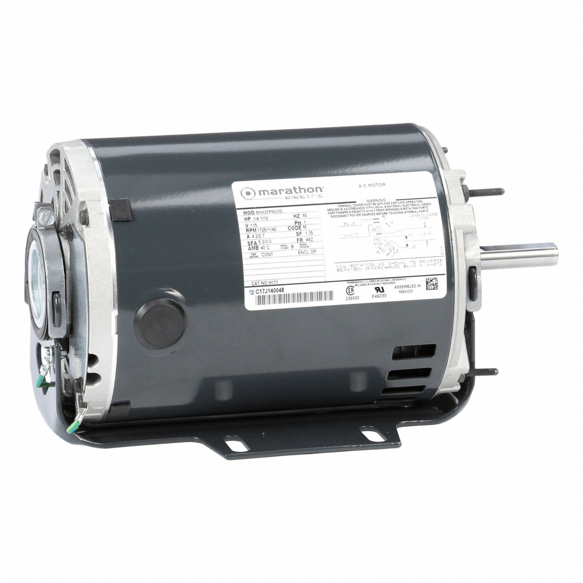 Direct Drive Blower Motor: 2 Speed, Open Drip Proof, Cradle Base Mount, 1, 725/1, 140 RPM RPM