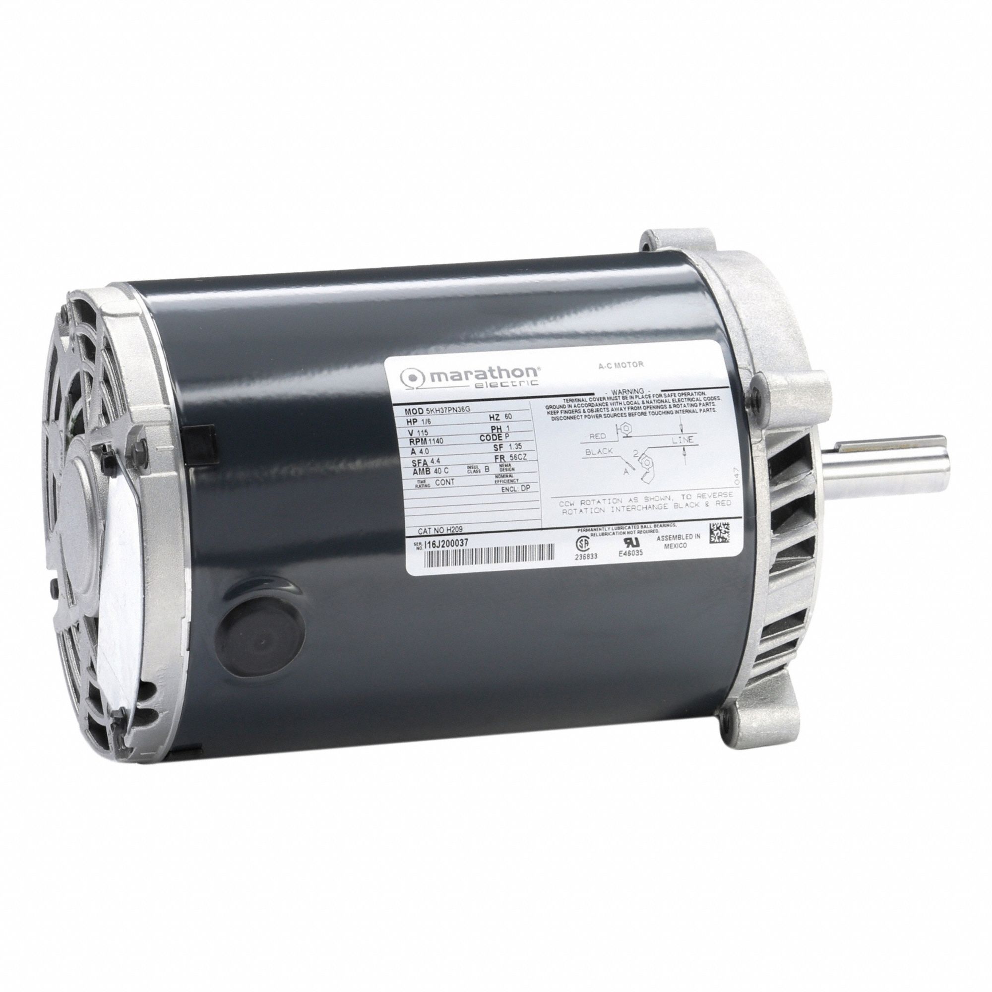 Direct Drive Blower Motor: 1 Speed, Open Drip Proof, C-Face Mount, 11/64 hp Horsepower
