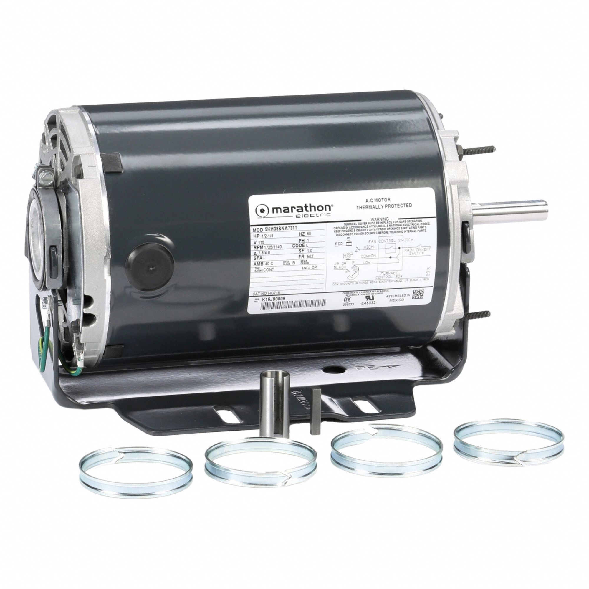 Direct Drive Blower Motor: 2 Speed, Open Drip Proof, Cradle Base Mount, 1, 725/1, 140 RPM RPM